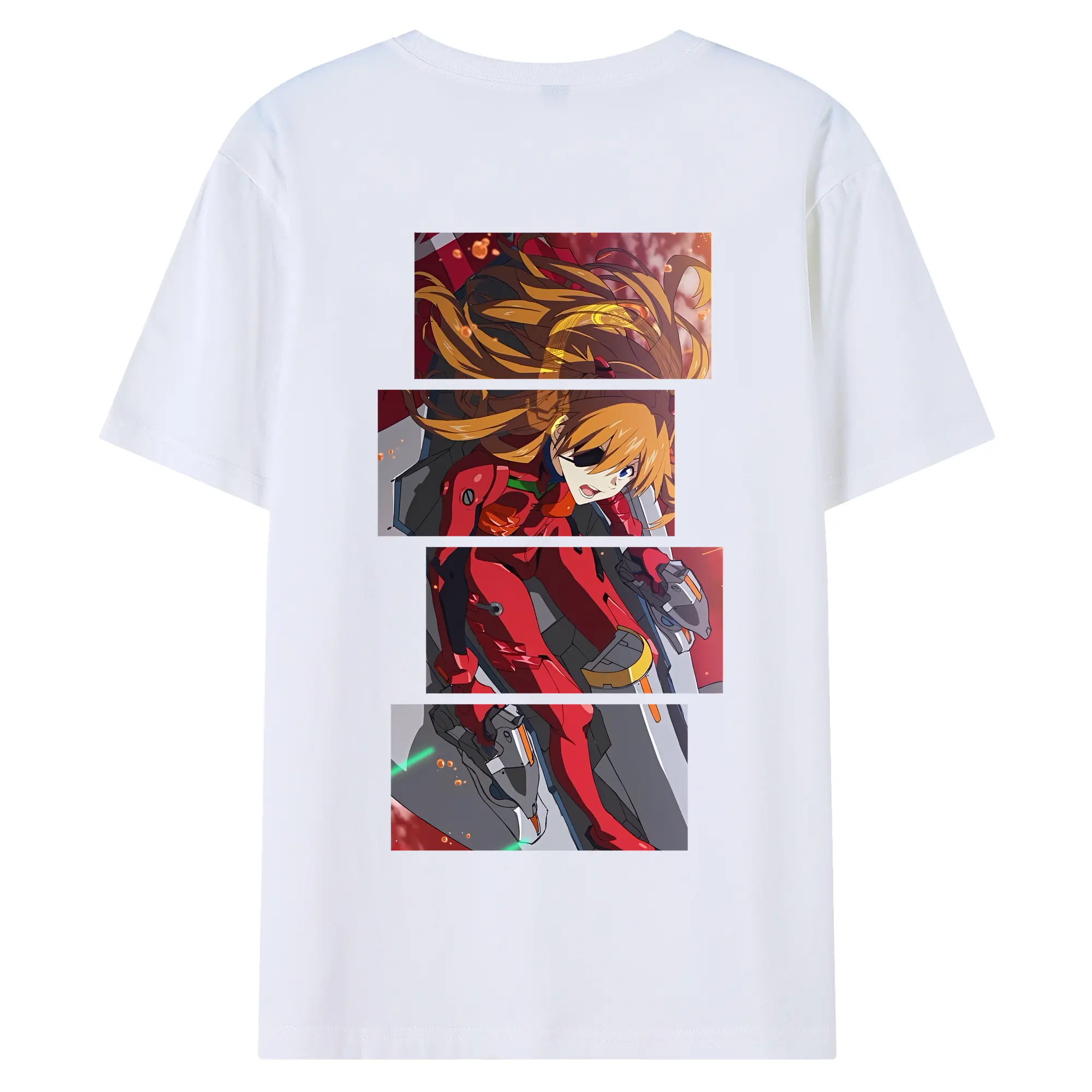 エヴァンゲリオン グッズ,アスカ·ラングレー - 綿100％ 半袖Tシャツ ・ バックプリント ・ 快適 通気性 ・ 日常使い 散歩 スポーツ用