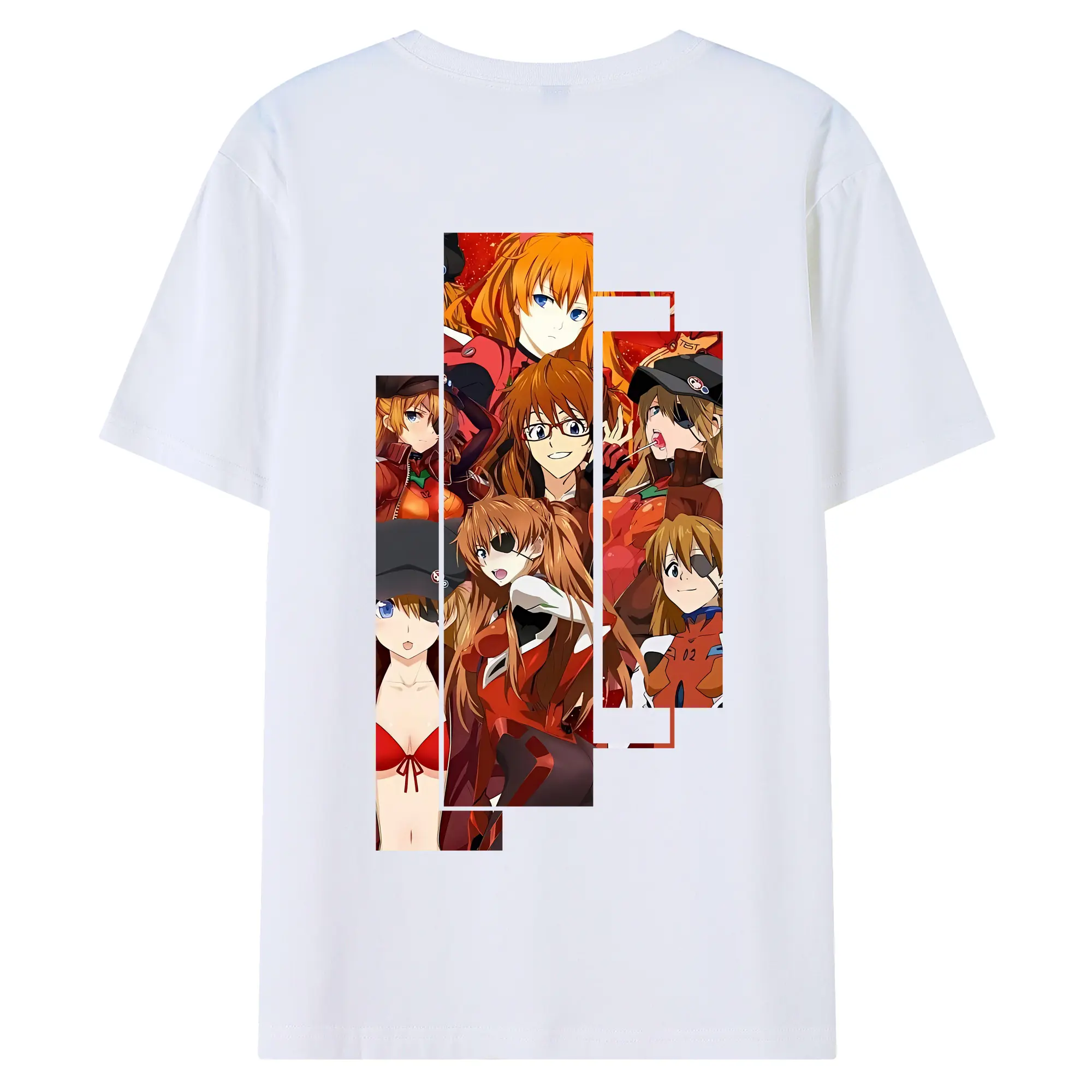 エヴァンゲリオン グッズ,アスカ·ラングレー - 綿100％ 半袖Tシャツ ・ バックプリント ・ 快適 通気性 ・ 日常使い 散歩 スポーツ用