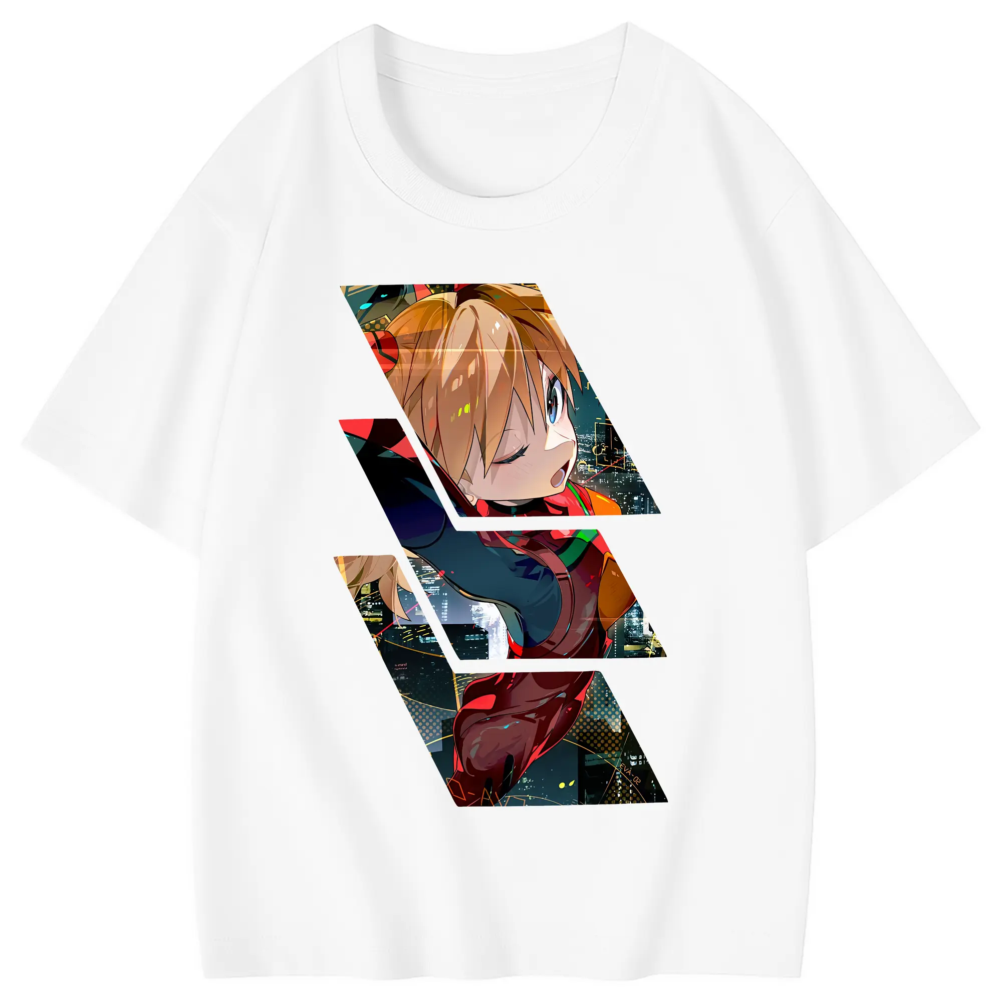 エヴァンゲリオン グッズ,アスカ·ラングレー - 綿100％ キッズTシャツ ・ フロントプリント ・ 快適 通気性 ・ スポーツ カジュアル 散歩用