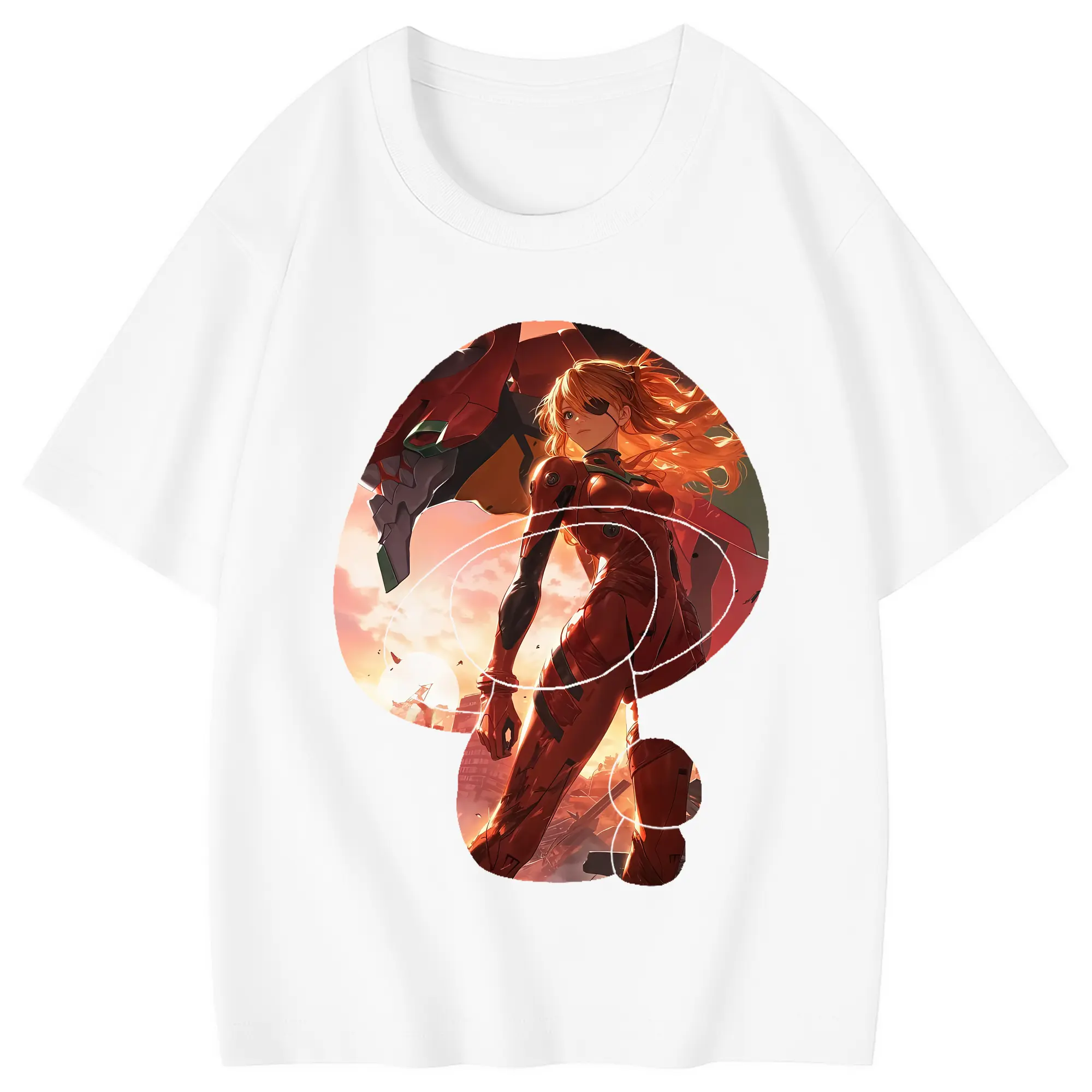 エヴァンゲリオン グッズ,アスカ·ラングレー - 綿100％ キッズTシャツ ・ フロントプリント ・ 快適 通気性 ・ スポーツ カジュアル 散歩用