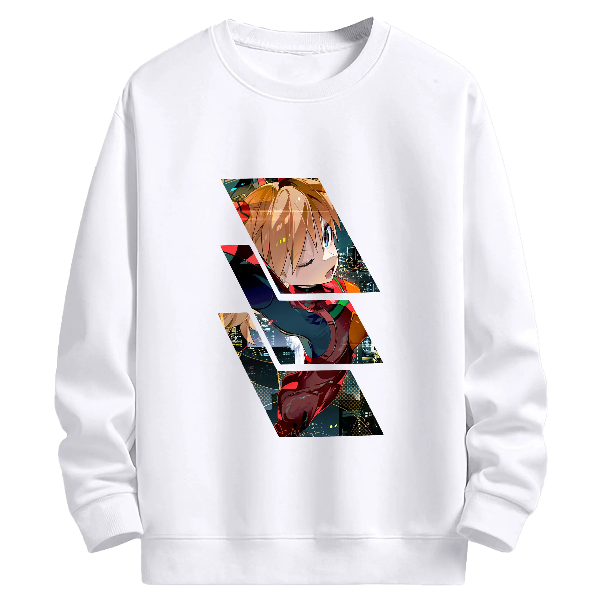 エヴァンゲリオン グッズ,アスカ·ラングレー - 高品質 クルーネック スウェット ・ コットン59％ ポリエステル41％ ・ ユニセックス 長袖 トレーナー ・ カジュアル デイリー スポーツ 散歩用