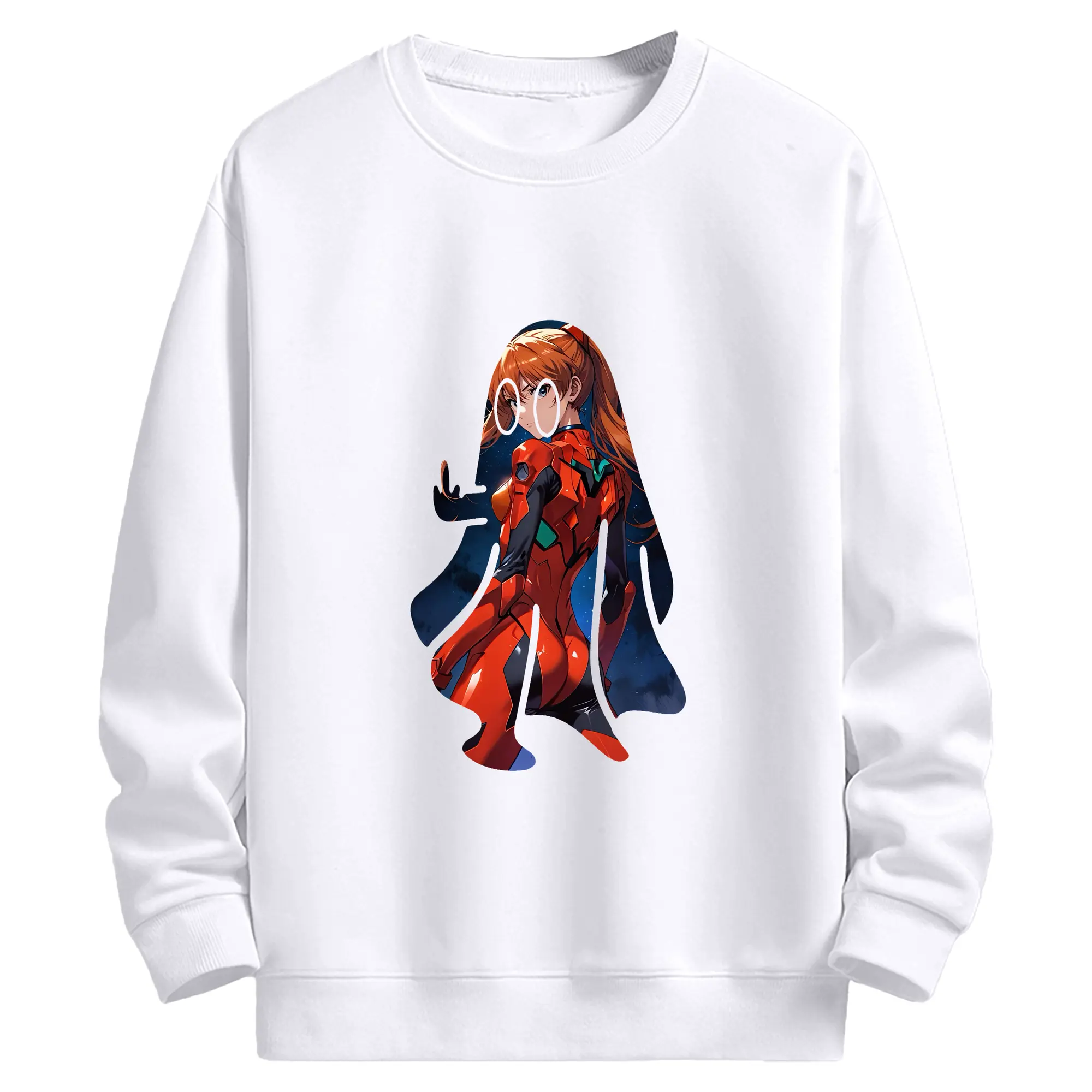 エヴァンゲリオン グッズ,アスカ·ラングレー - 高品質 クルーネック スウェット ・ コットン59％ ポリエステル41％ ・ ユニセックス 長袖 トレーナー ・ カジュアル デイリー スポーツ 散歩用