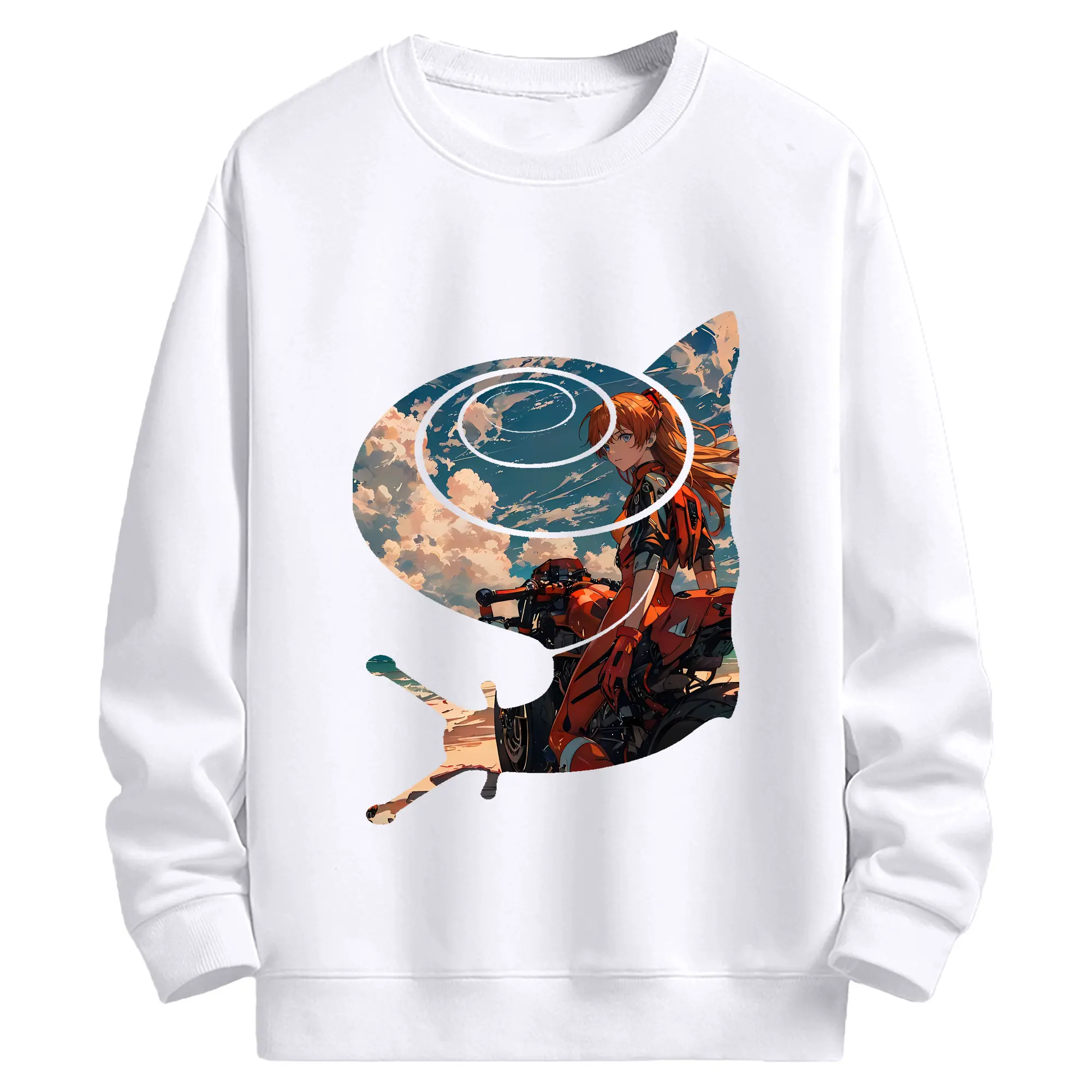 エヴァンゲリオン グッズ,アスカ·ラングレー - 高品質 クルーネック スウェット ・ コットン59％ ポリエステル41％ ・ ユニセックス 長袖 トレーナー ・ カジュアル デイリー スポーツ 散歩用