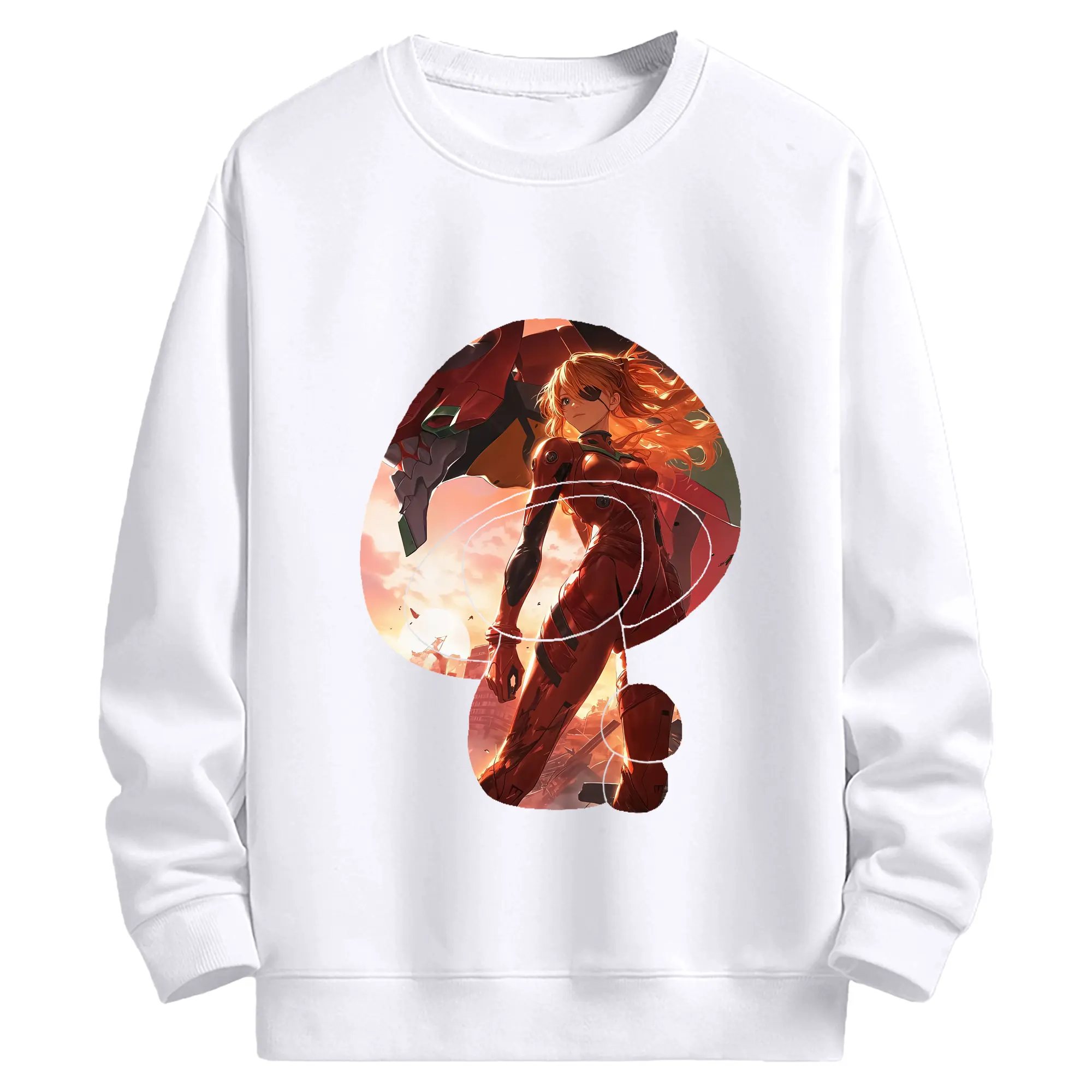 エヴァンゲリオン グッズ,アスカ·ラングレー - 高品質 クルーネック スウェット ・ コットン59％ ポリエステル41％ ・ ユニセックス 長袖 トレーナー ・ カジュアル デイリー スポーツ 散歩用