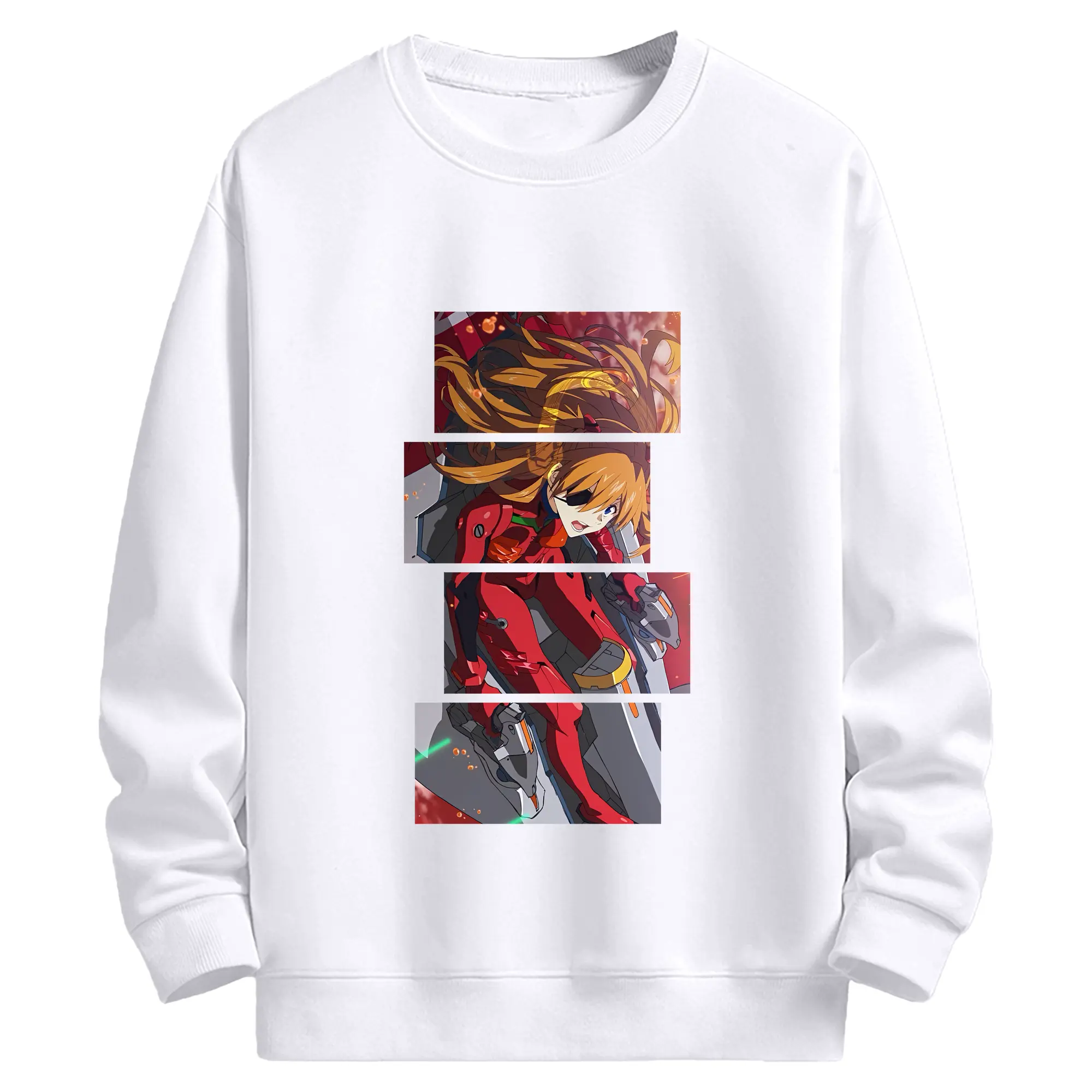 エヴァンゲリオン グッズ,アスカ·ラングレー - 高品質 クルーネック スウェット ・ コットン59％ ポリエステル41％ ・ ユニセックス 長袖 トレーナー ・ カジュアル デイリー スポーツ 散歩用