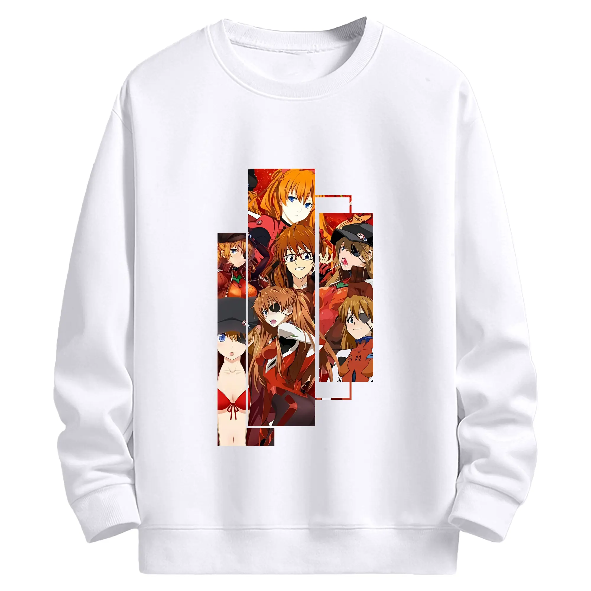 エヴァンゲリオン グッズ,アスカ·ラングレー - 高品質 クルーネック スウェット ・ コットン59％ ポリエステル41％ ・ ユニセックス 長袖 トレーナー ・ カジュアル デイリー スポーツ 散歩用