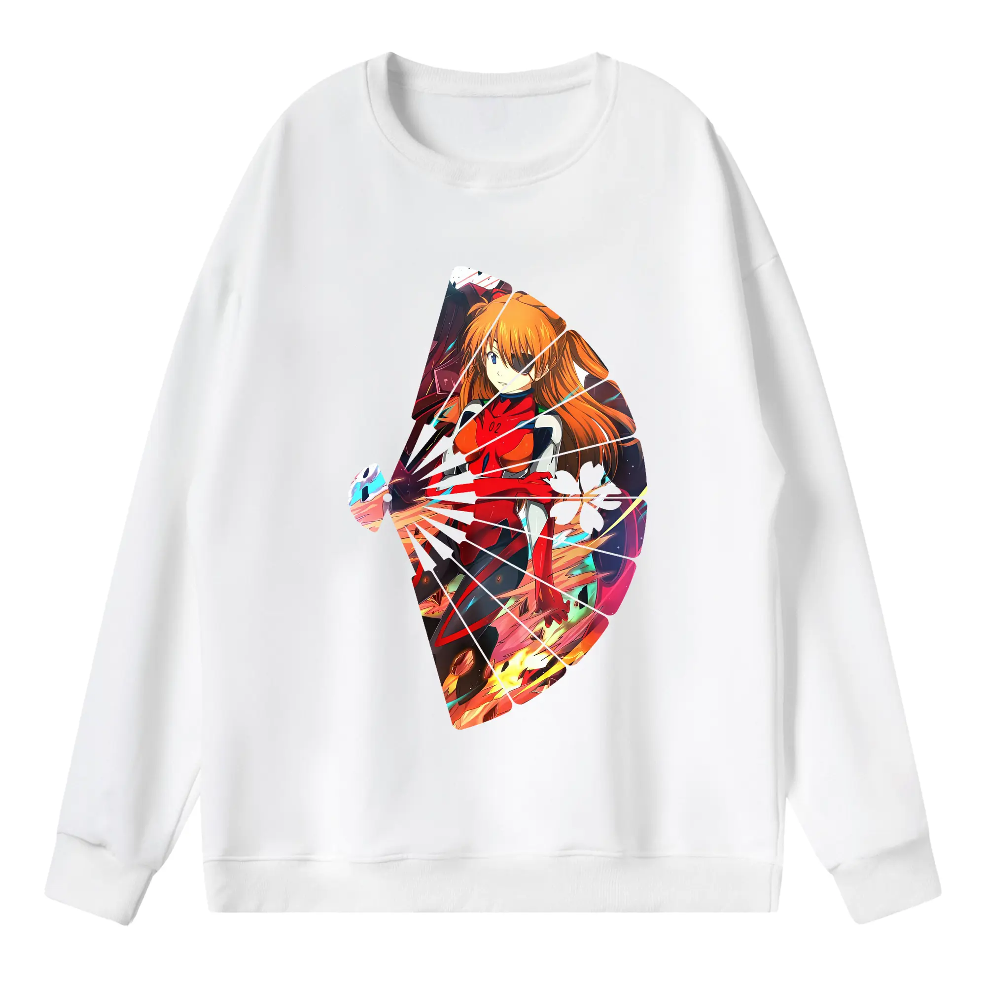 エヴァンゲリオン グッズ,アスカ·ラングレー - 薄手 クルーネック スウェット 裏毛260g · ポリエステル 春秋向け カジュアル 男女兼用 · トレーナー デイリー スポーツ 散歩に最適