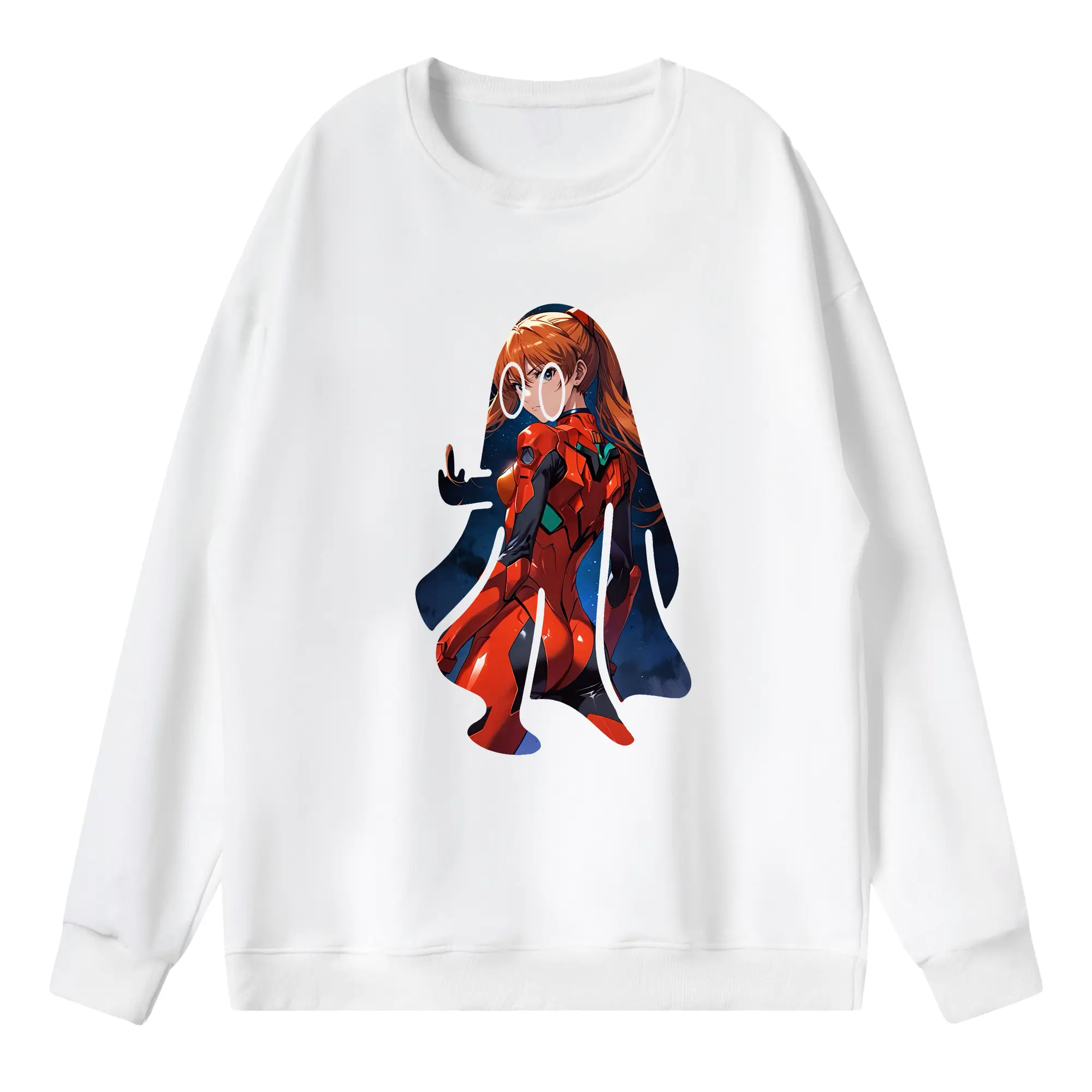 エヴァンゲリオン グッズ,アスカ·ラングレー - 薄手 クルーネック スウェット 裏毛260g · ポリエステル 春秋向け カジュアル 男女兼用 · トレーナー デイリー スポーツ 散歩に最適