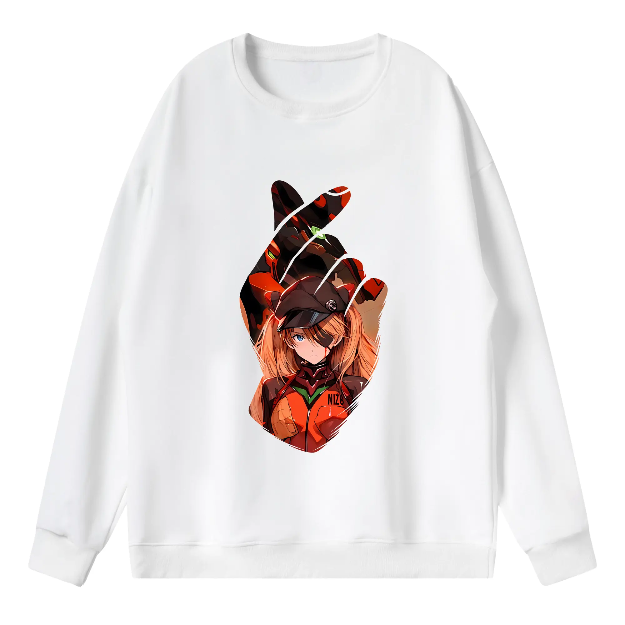 エヴァンゲリオン グッズ,アスカ·ラングレー - 薄手 クルーネック スウェット 裏毛260g · ポリエステル 春秋向け カジュアル 男女兼用 · トレーナー デイリー スポーツ 散歩に最適