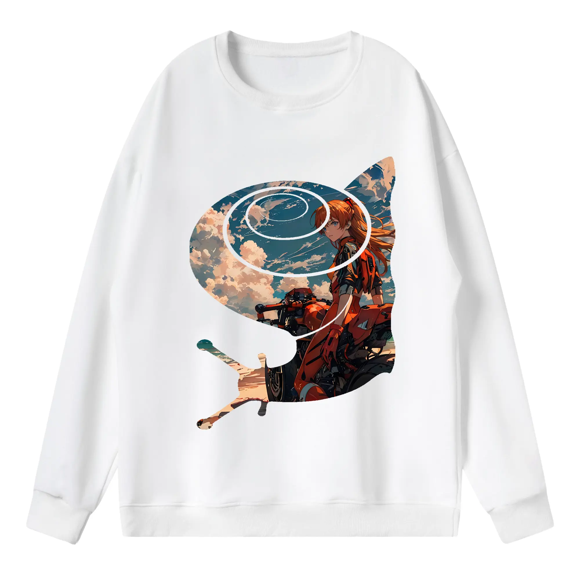 エヴァンゲリオン グッズ,アスカ·ラングレー - 薄手 クルーネック スウェット 裏毛260g · ポリエステル 春秋向け カジュアル 男女兼用 · トレーナー デイリー スポーツ 散歩に最適