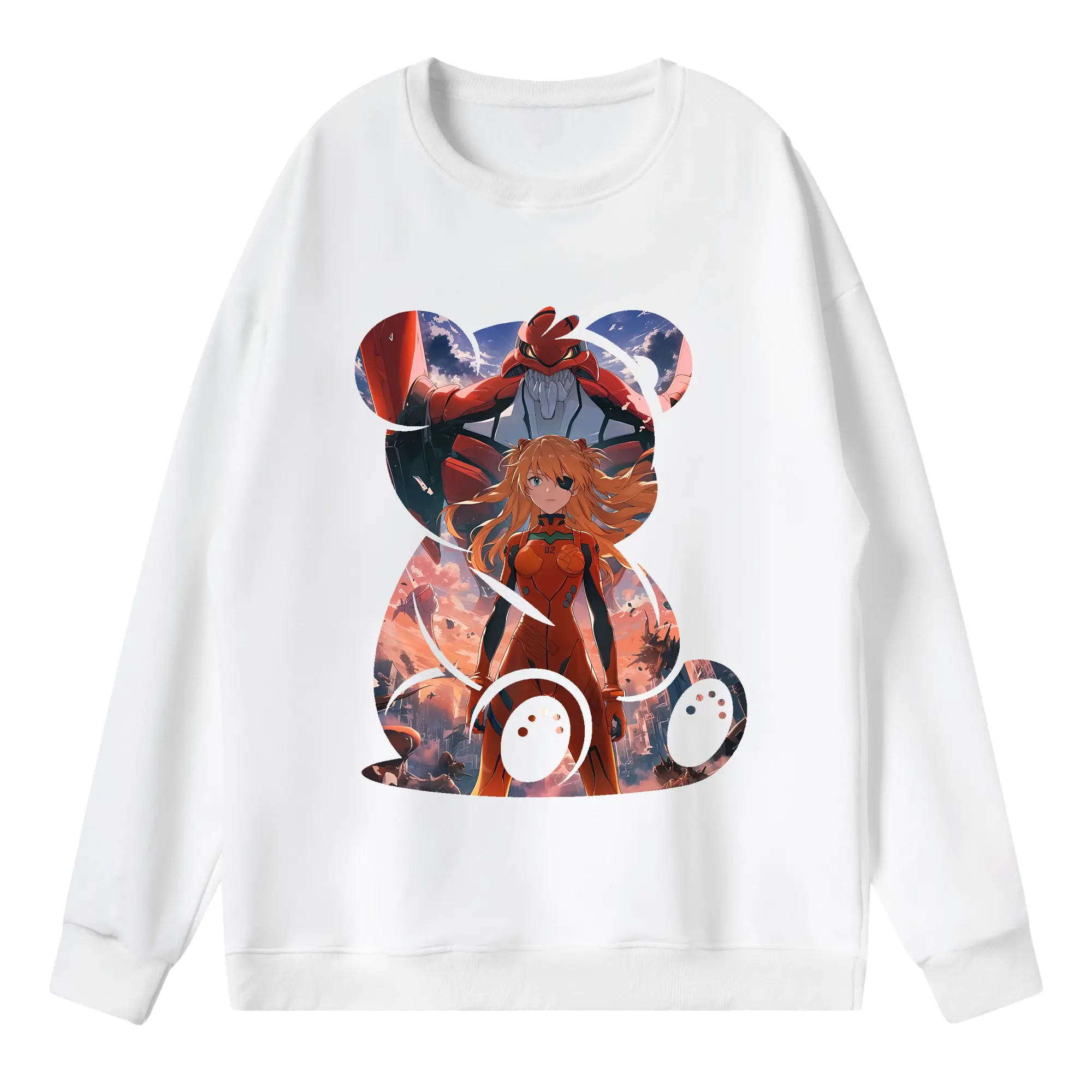 エヴァンゲリオン グッズ,アスカ·ラングレー - 薄手 クルーネック スウェット 裏毛260g · ポリエステル 春秋向け カジュアル 男女兼用 · トレーナー デイリー スポーツ 散歩に最適