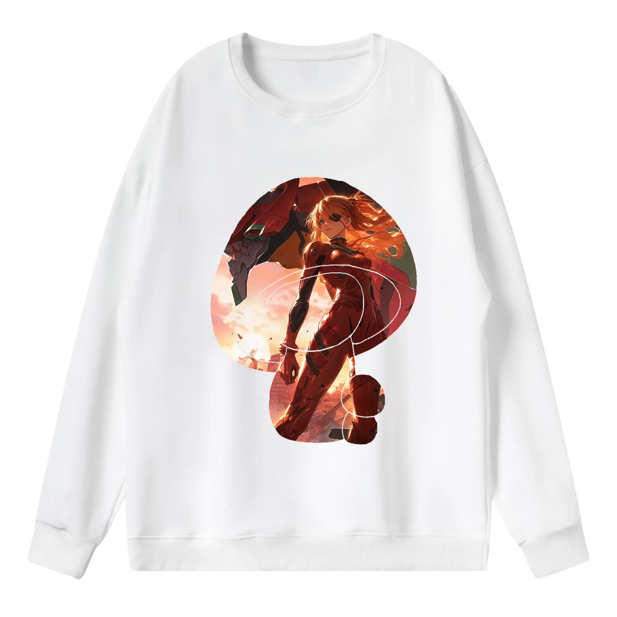 エヴァンゲリオン グッズ,アスカ·ラングレー - 薄手 クルーネック スウェット 裏毛260g · ポリエステル 春秋向け カジュアル 男女兼用 · トレーナー デイリー スポーツ 散歩に最適
