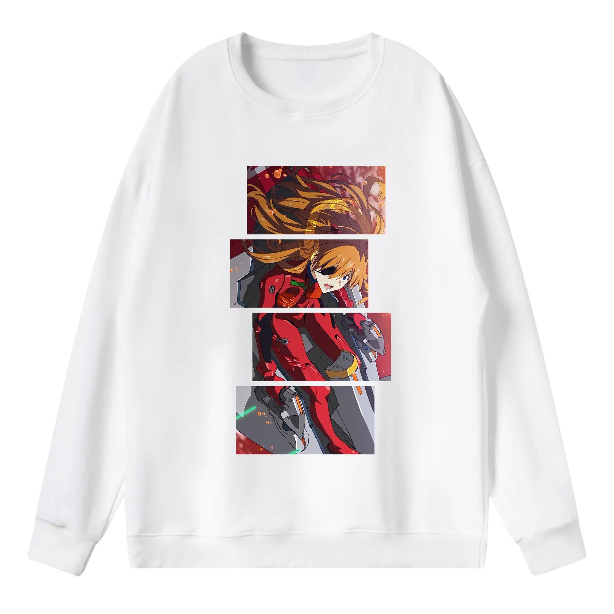 エヴァンゲリオン グッズ,アスカ·ラングレー - 薄手 クルーネック スウェット 裏毛260g · ポリエステル 春秋向け カジュアル 男女兼用 · トレーナー デイリー スポーツ 散歩に最適