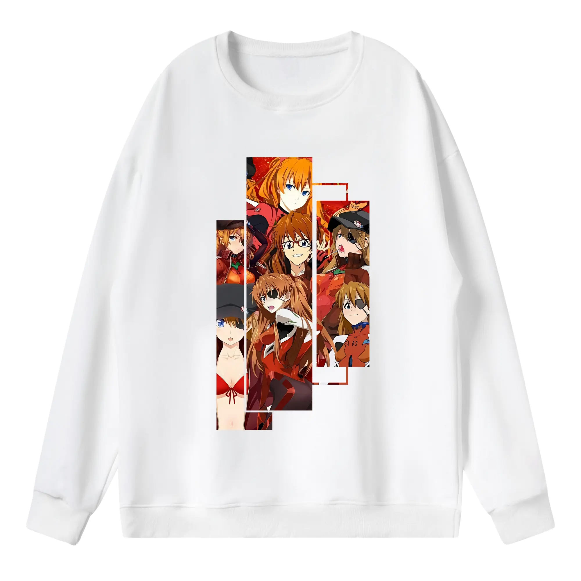 エヴァンゲリオン グッズ,アスカ·ラングレー - 薄手 クルーネック スウェット 裏毛260g · ポリエステル 春秋向け カジュアル 男女兼用 · トレーナー デイリー スポーツ 散歩に最適