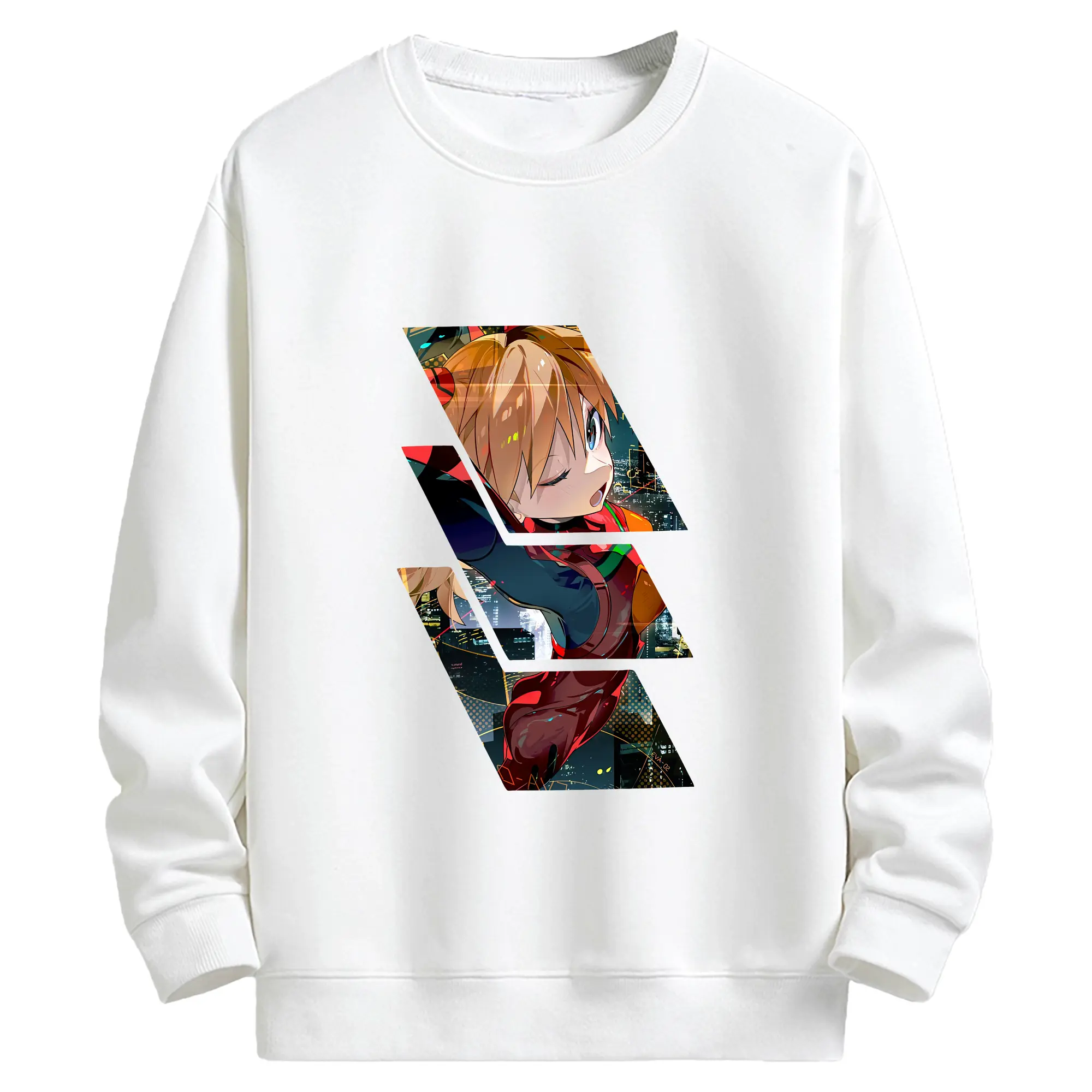 エヴァンゲリオン グッズ,アスカ·ラングレー - キッズ クルーネックスウェットシャツ ・ フロントプリント ・ 綿80％ ポリエステル20％ ・ 快適 通学 スポーツ 日常使い お散歩用