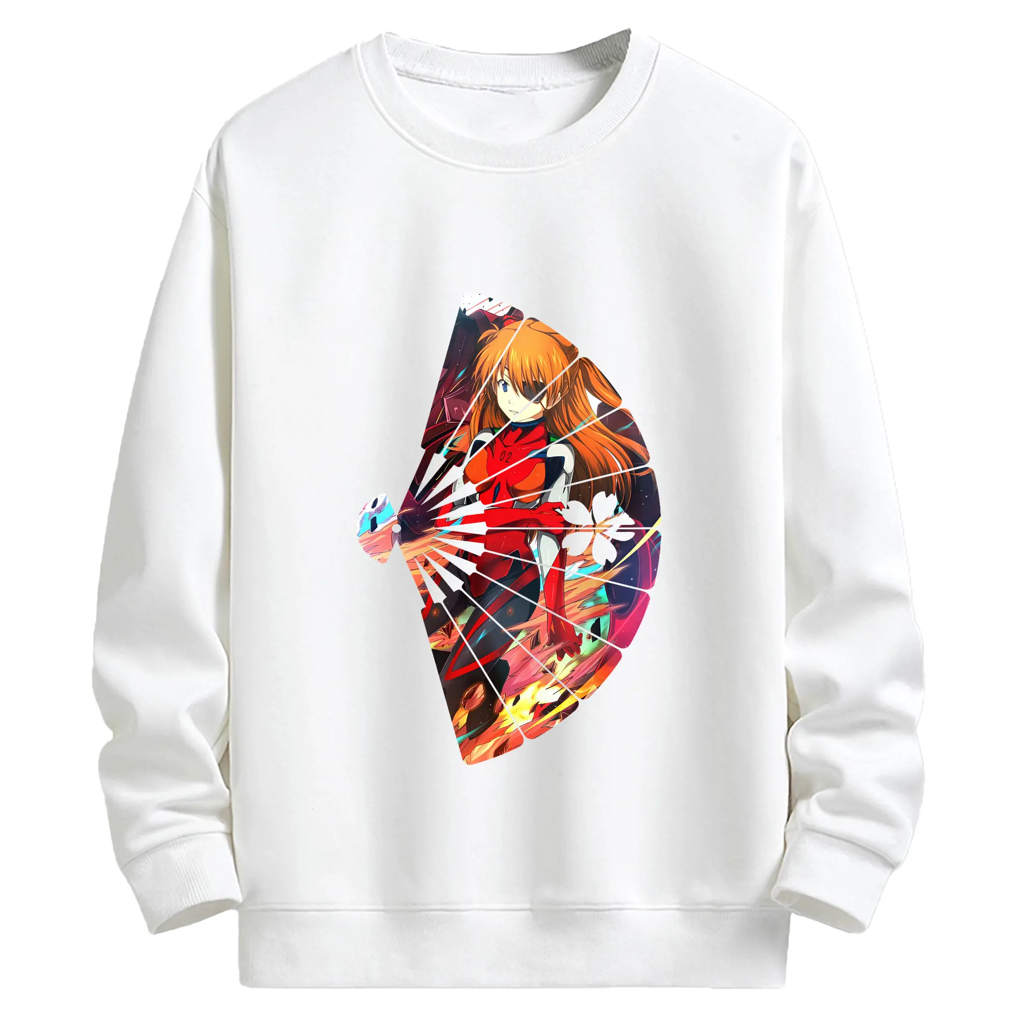 エヴァンゲリオン グッズ,アスカ·ラングレー - キッズ クルーネックスウェットシャツ ・ フロントプリント ・ 綿80％ ポリエステル20％ ・ 快適 通学 スポーツ 日常使い お散歩用