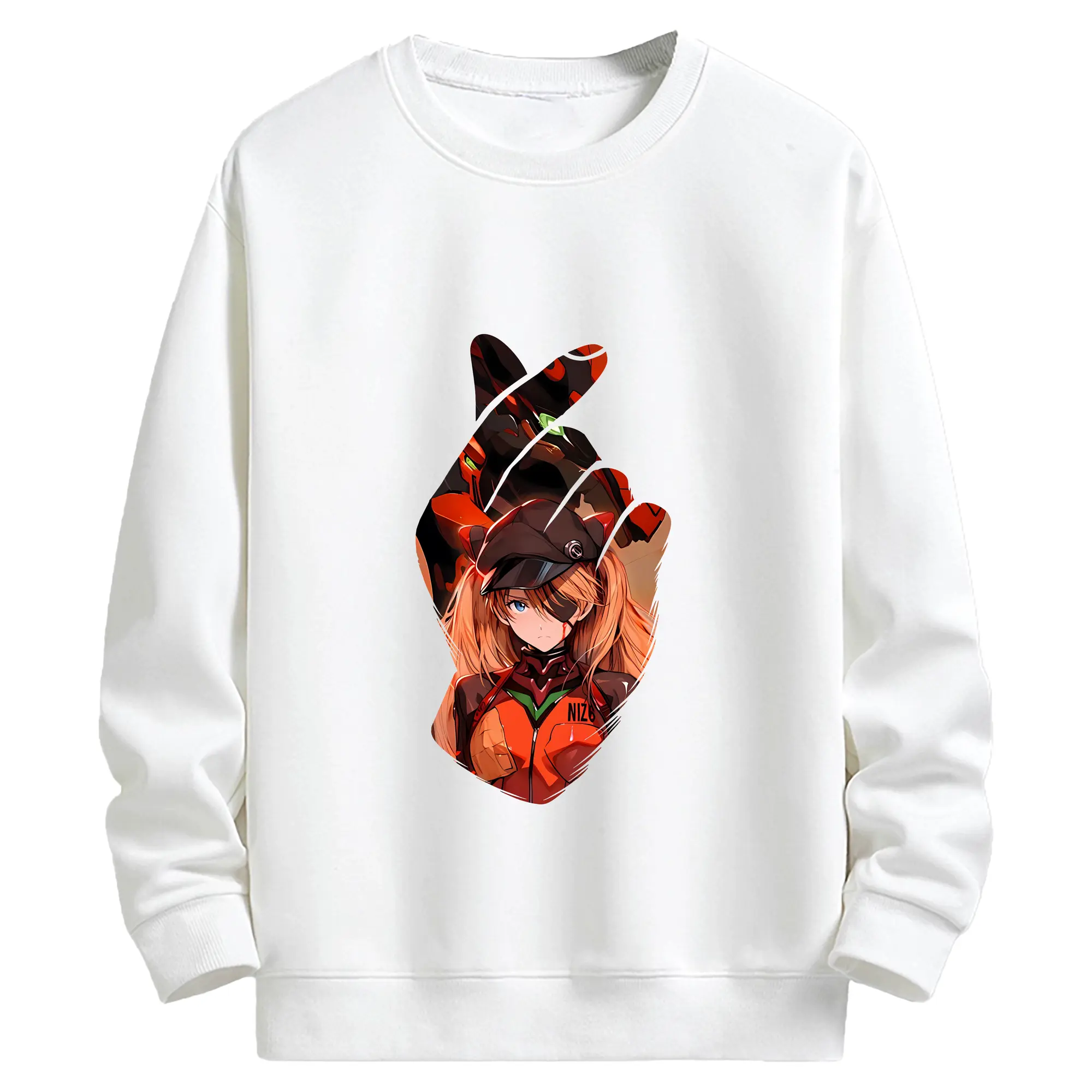 エヴァンゲリオン グッズ,アスカ·ラングレー - キッズ クルーネックスウェットシャツ ・ フロントプリント ・ 綿80％ ポリエステル20％ ・ 快適 通学 スポーツ 日常使い お散歩用