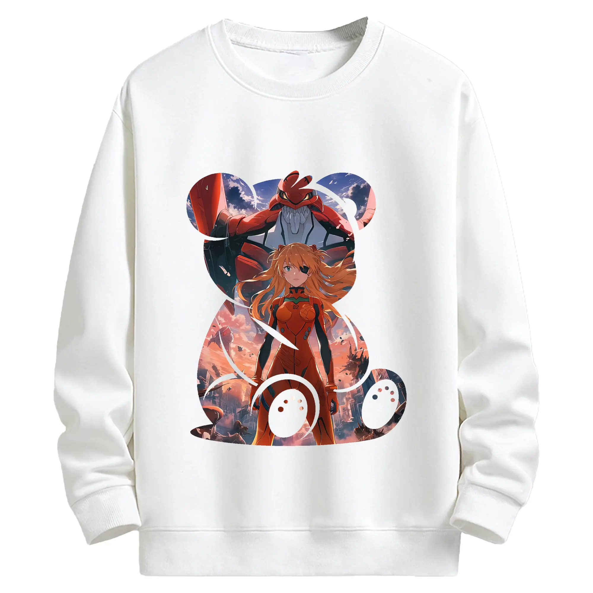 エヴァンゲリオン グッズ,アスカ·ラングレー - キッズ クルーネックスウェットシャツ ・ フロントプリント ・ 綿80％ ポリエステル20％ ・ 快適 通学 スポーツ 日常使い お散歩用