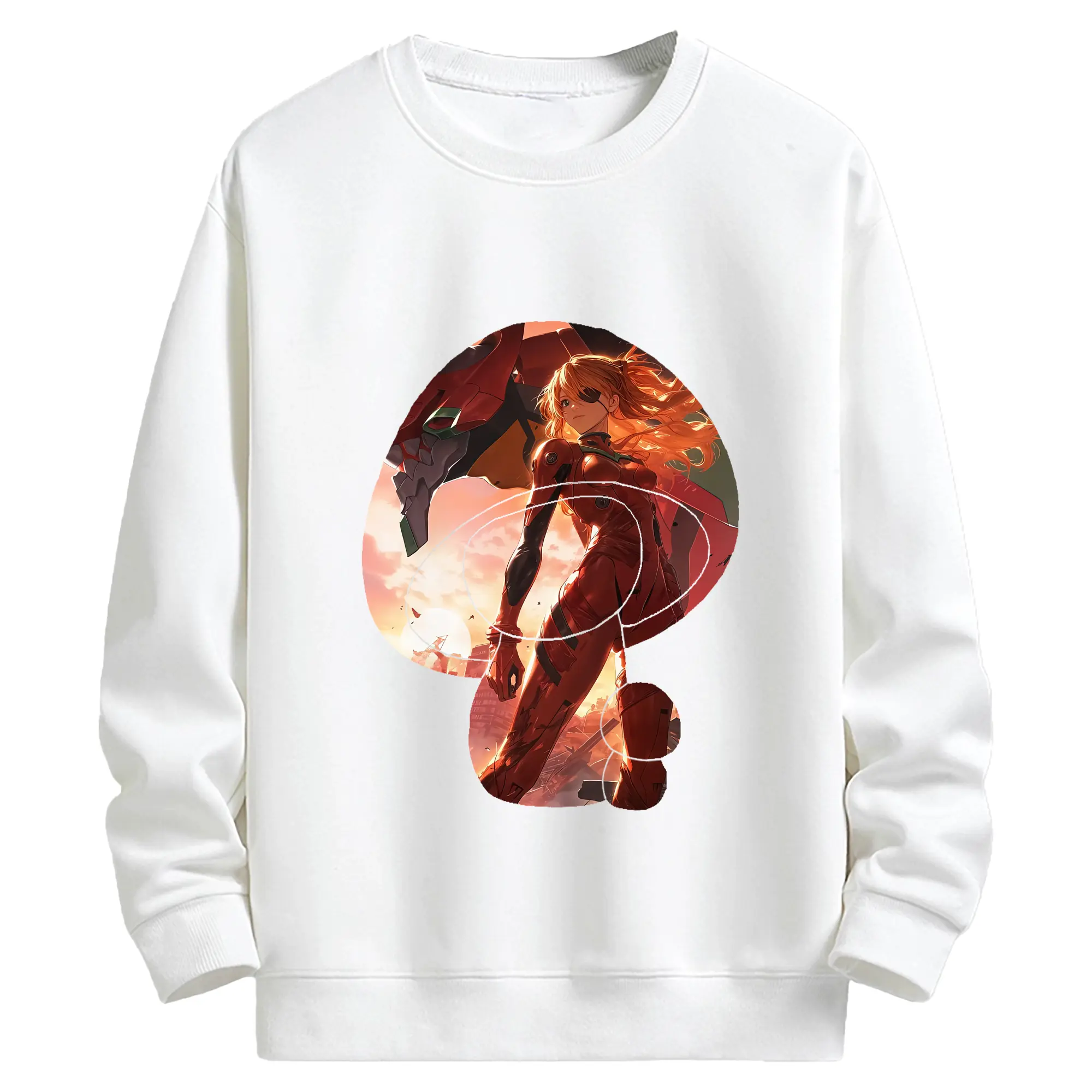 エヴァンゲリオン グッズ,アスカ·ラングレー - キッズ クルーネックスウェットシャツ ・ フロントプリント ・ 綿80％ ポリエステル20％ ・ 快適 通学 スポーツ 日常使い お散歩用