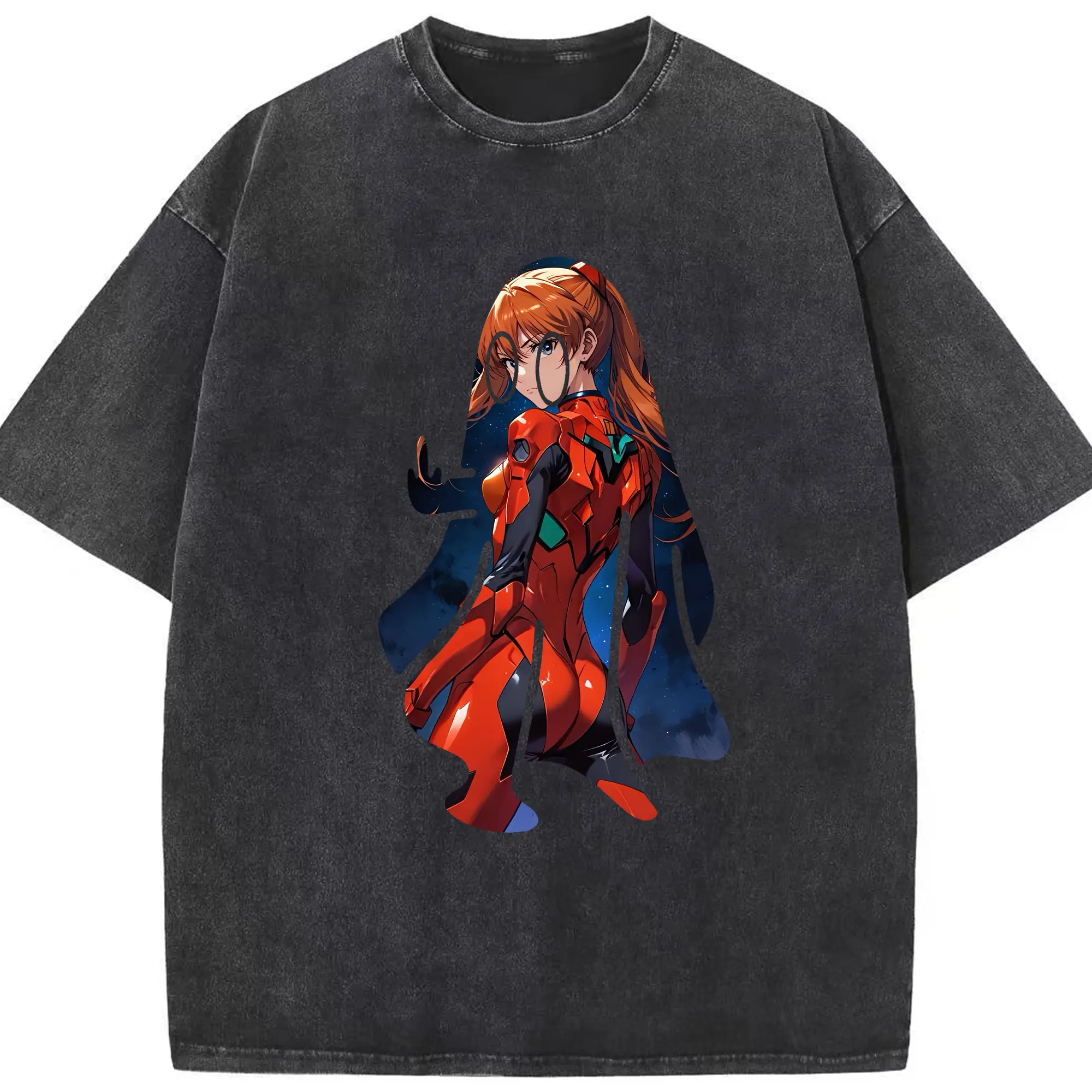エヴァンゲリオン グッズ,アスカ·ラングレー - 綿100％ ヴィンテージ風 半袖Tシャツ ・ フロントプリント ・ 柔らか肌触り ・ 通気性 快適 ・ スポーツ カジュアル 外出用
