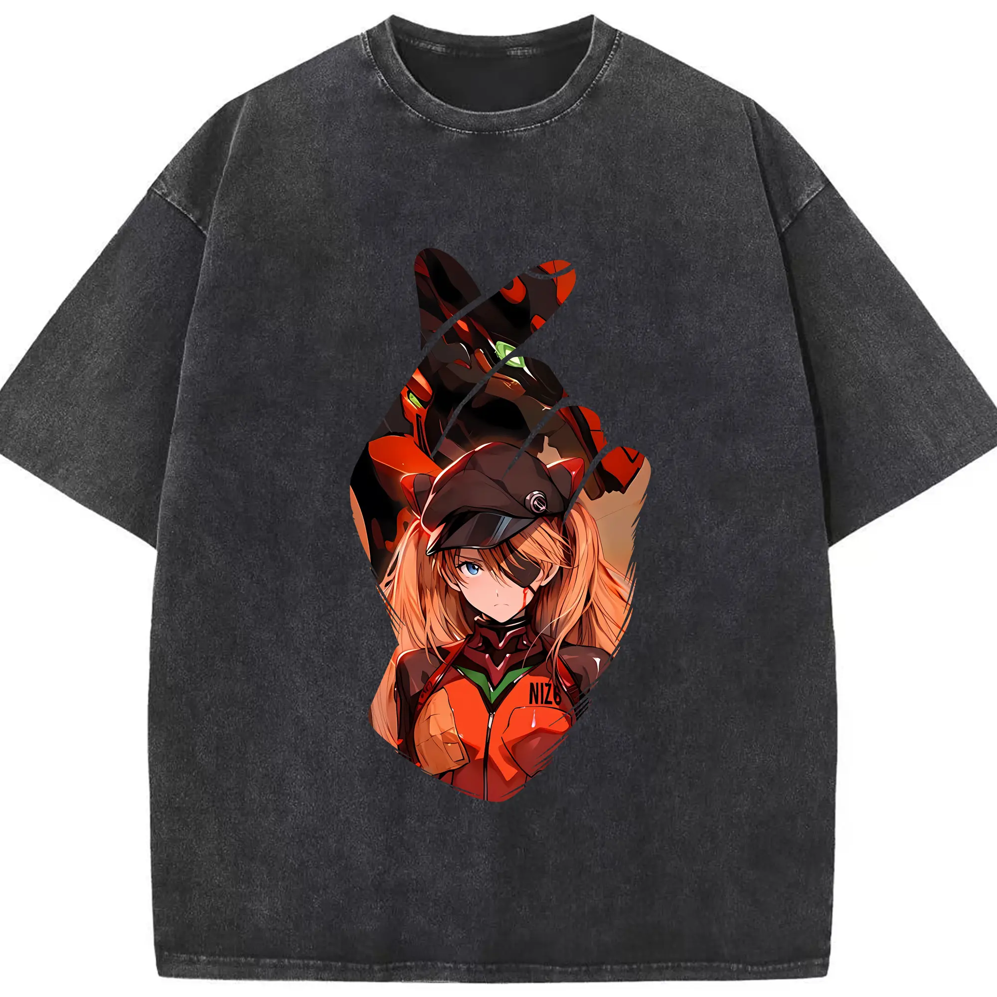 エヴァンゲリオン グッズ,アスカ·ラングレー - 綿100％ ヴィンテージ風 半袖Tシャツ ・ フロントプリント ・ 柔らか肌触り ・ 通気性 快適 ・ スポーツ カジュアル 外出用