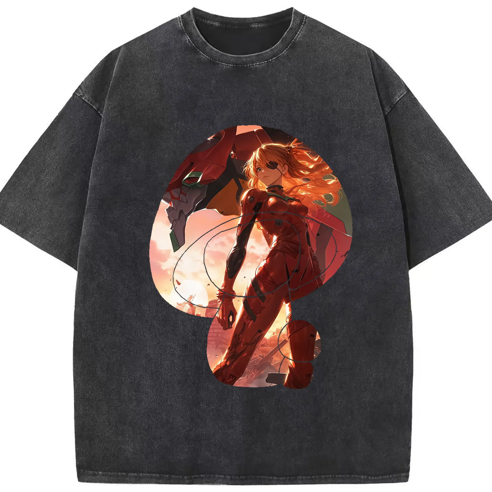 エヴァンゲリオン グッズ,アスカ·ラングレー - 綿100％ ヴィンテージ風 半袖Tシャツ ・ フロントプリント ・ 柔らか肌触り ・ 通気性 快適 ・ スポーツ カジュアル 外出用