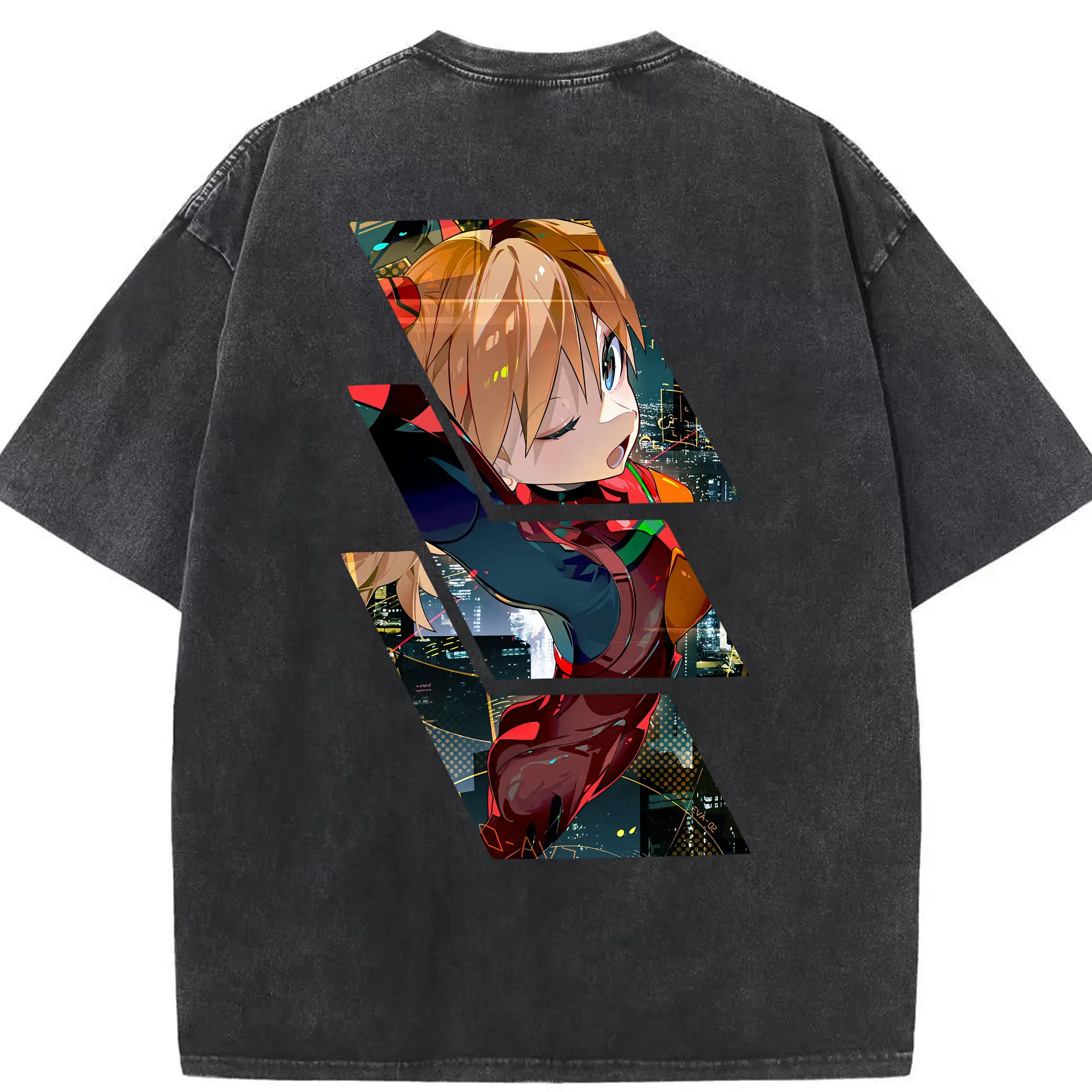 エヴァンゲリオン グッズ,アスカ·ラングレー - 綿100％ ヴィンテージ風 半袖Tシャツ ・ 背面プリント ・ 柔らか肌触り ・ 通気性 快適 ・ スポーツ カジュアル 外出用