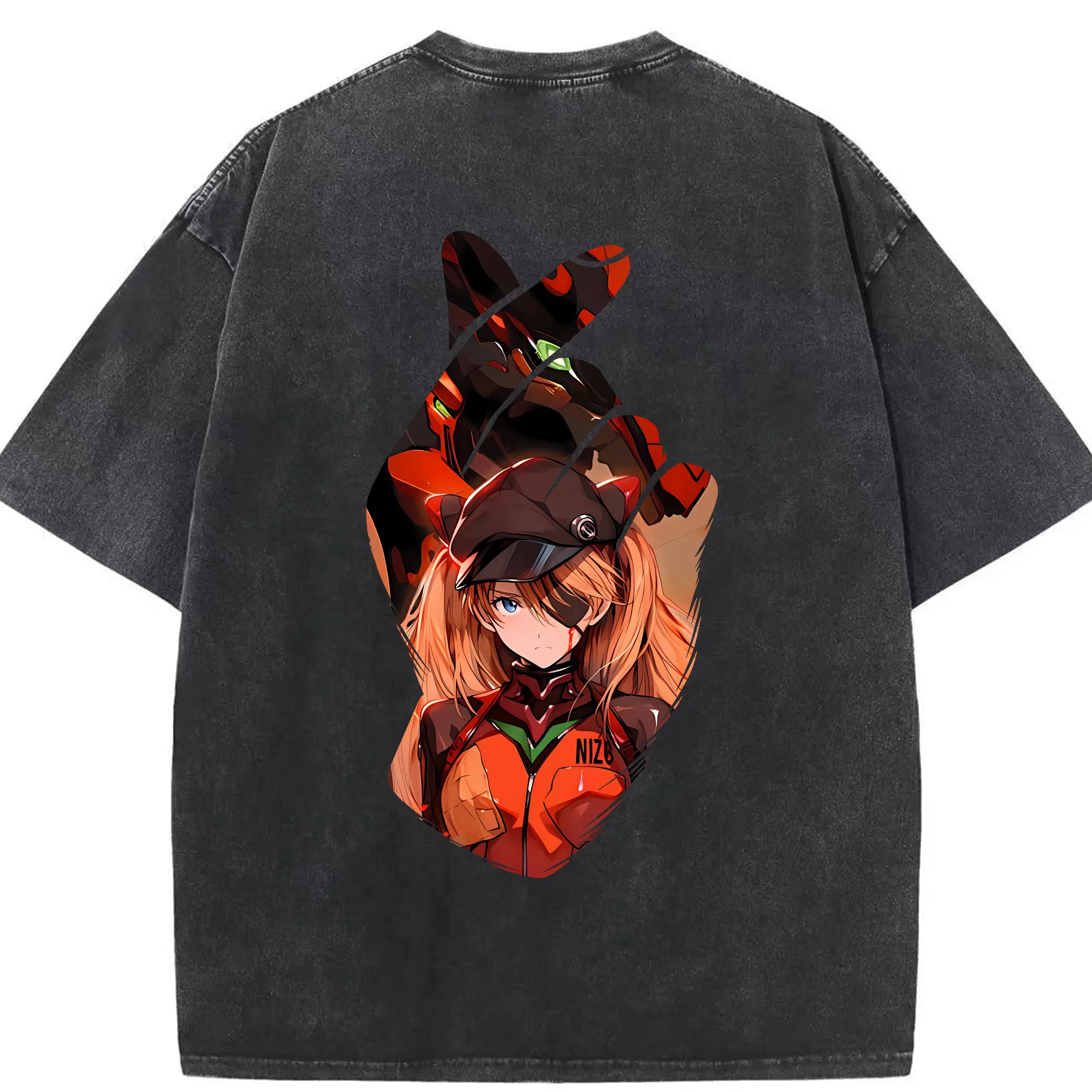 エヴァンゲリオン グッズ,アスカ·ラングレー - 綿100％ ヴィンテージ風 半袖Tシャツ ・ 背面プリント ・ 柔らか肌触り ・ 通気性 快適 ・ スポーツ カジュアル 外出用