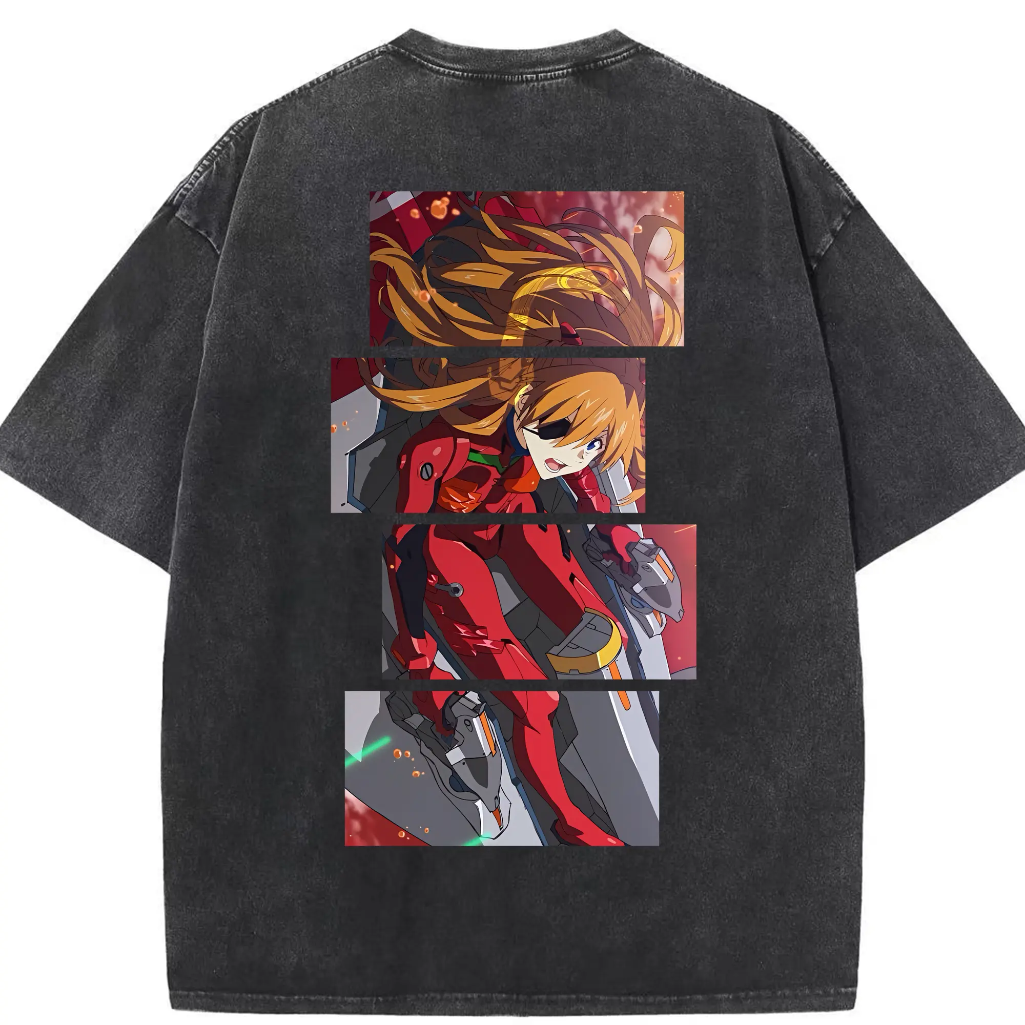 エヴァンゲリオン グッズ,アスカ·ラングレー - 綿100％ ヴィンテージ風 半袖Tシャツ ・ 背面プリント ・ 柔らか肌触り ・ 通気性 快適 ・ スポーツ カジュアル 外出用