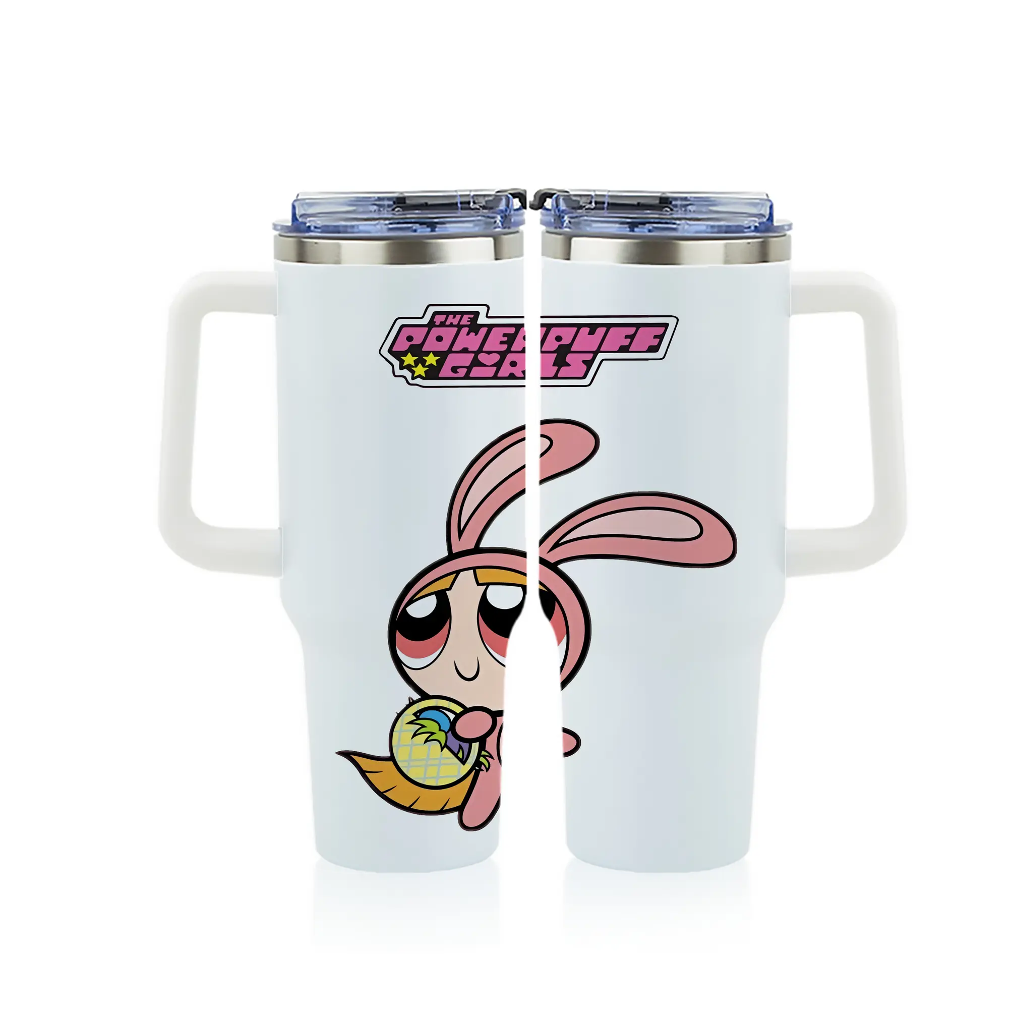 パワパフガールズ グッズ ブロッサム - 1200mL フルプリント車用タンブラー ・ 304ステンレス 内側 ・ 201ステンレス 外側 ・ 保温 保冷 ・ 通勤 ドライブ アウトドア用