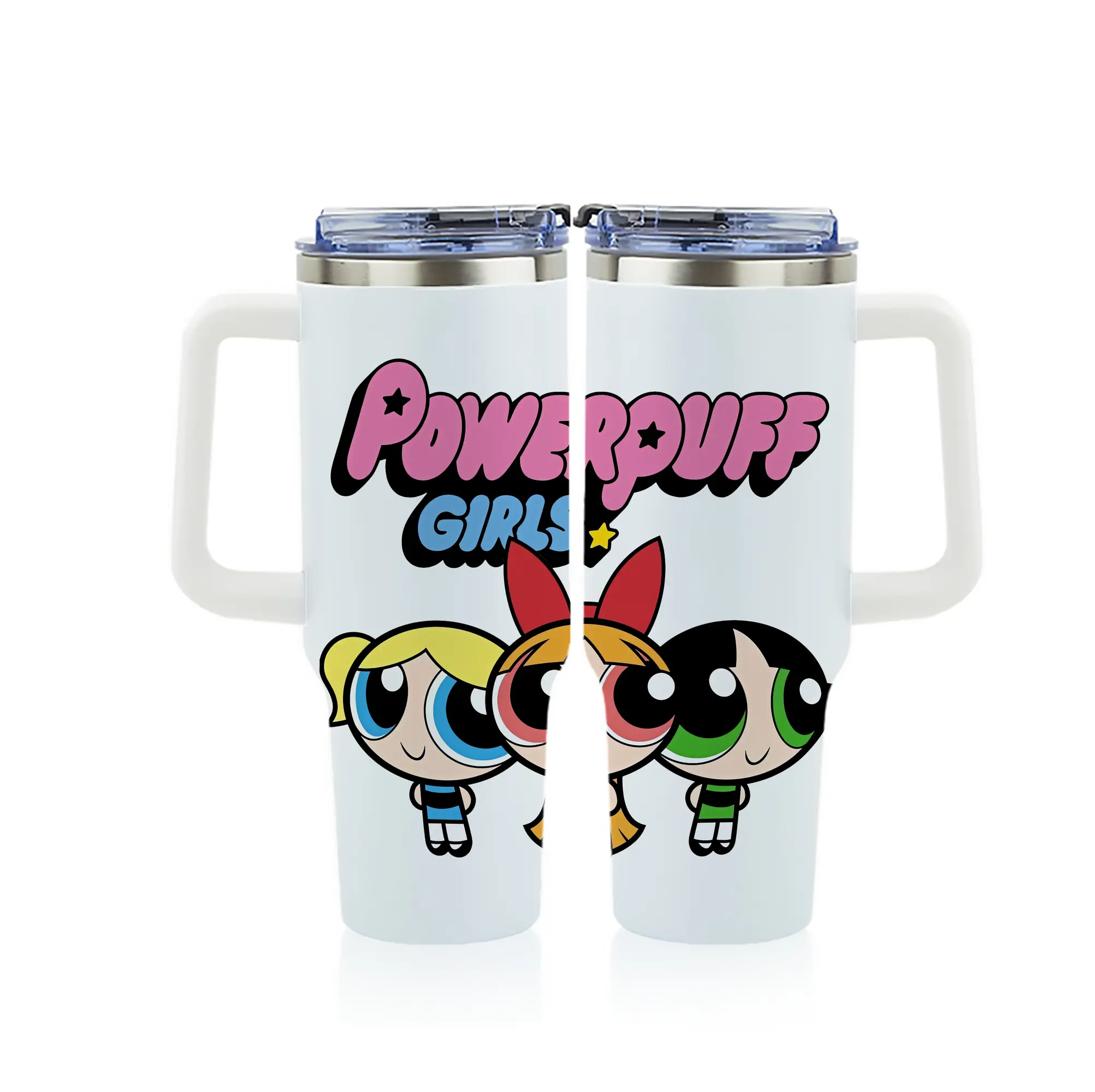 パワパフガールズ グッズ ブロッサム - 1200mL フルプリント車用タンブラー ・ 304ステンレス 内側 ・ 201ステンレス 外側 ・ 保温 保冷 ・ 通勤 ドライブ アウトドア用