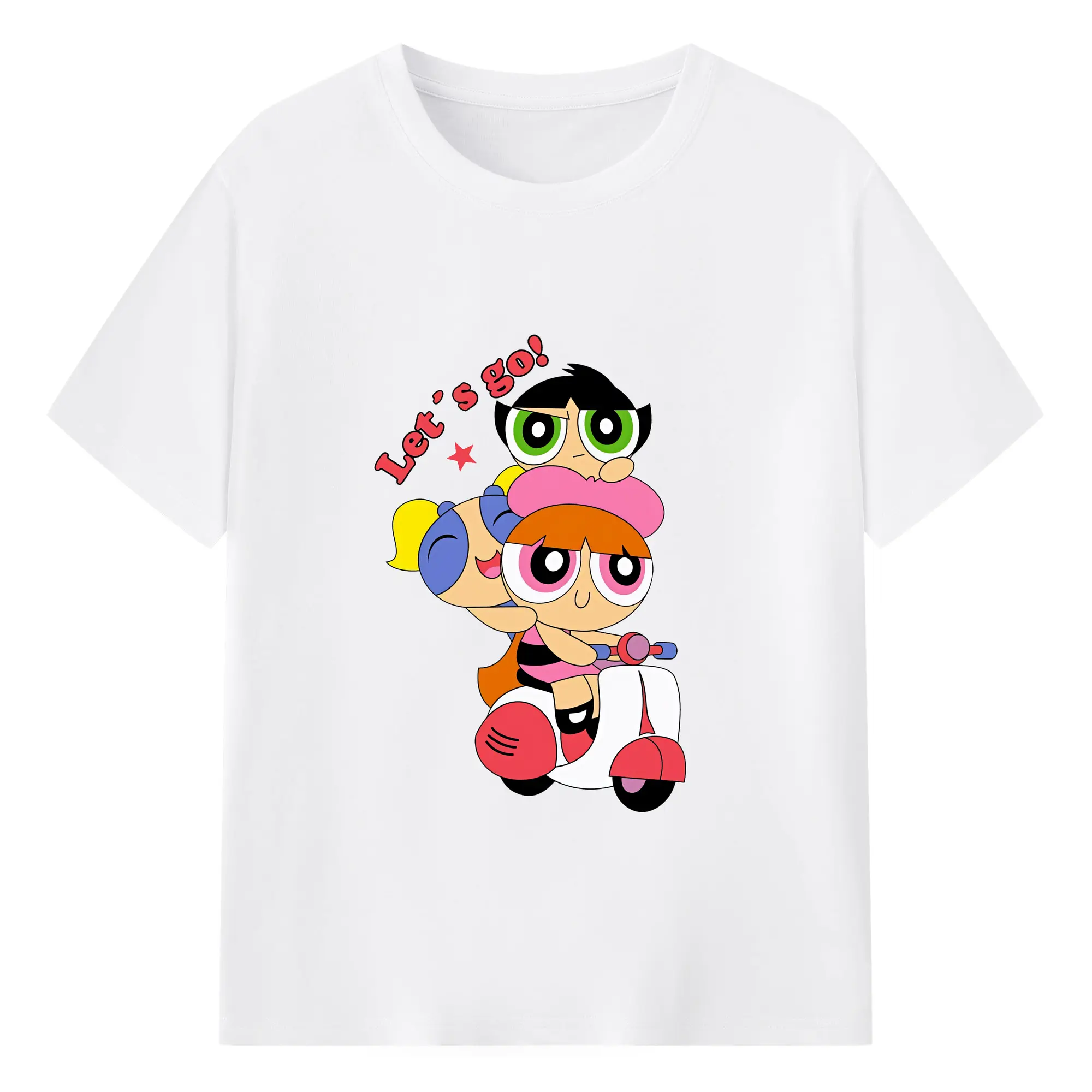 パワパフガールズ グッズ ブロッサム - 綿100％ 半袖Tシャツ ・ フロントプリント ・ 快適 通気性 ・ 日常使い 散歩 スポーツ用