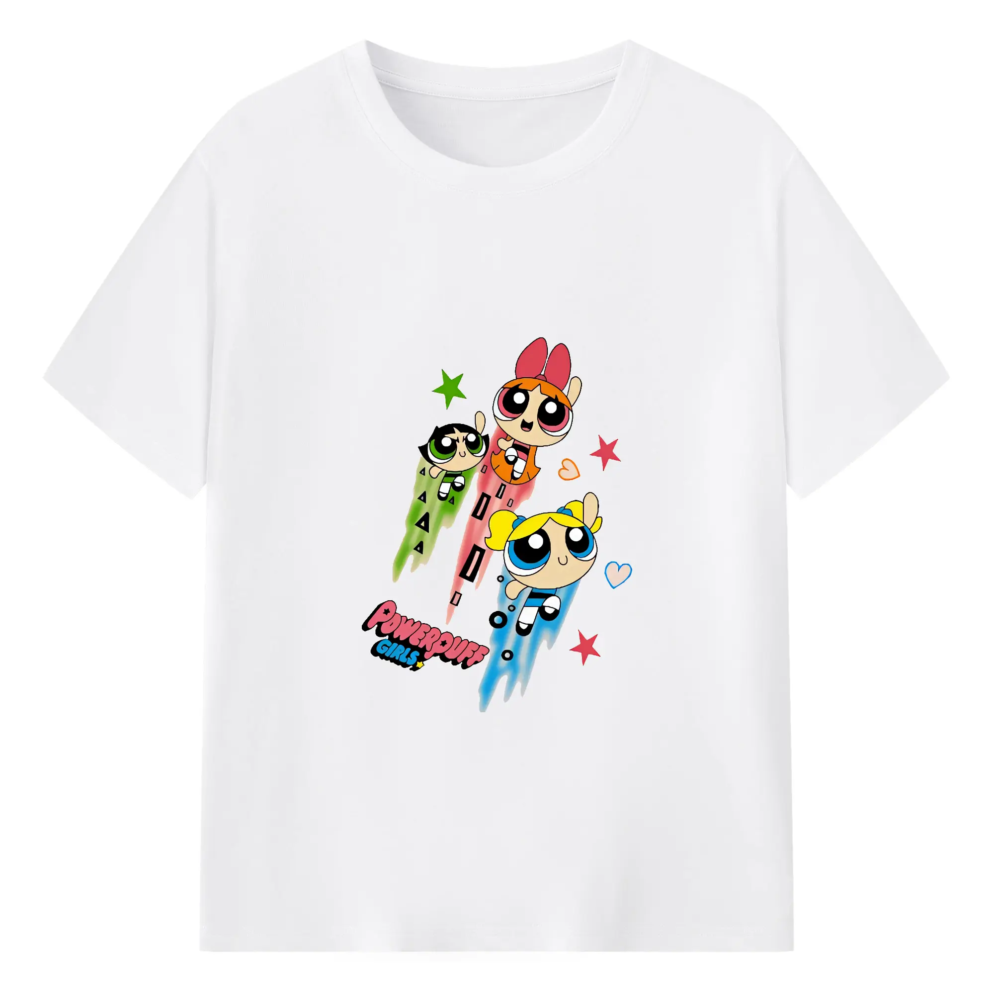 パワパフガールズ グッズ ブロッサム - 綿100％ 半袖Tシャツ ・ フロントプリント ・ 快適 通気性 ・ 日常使い 散歩 スポーツ用