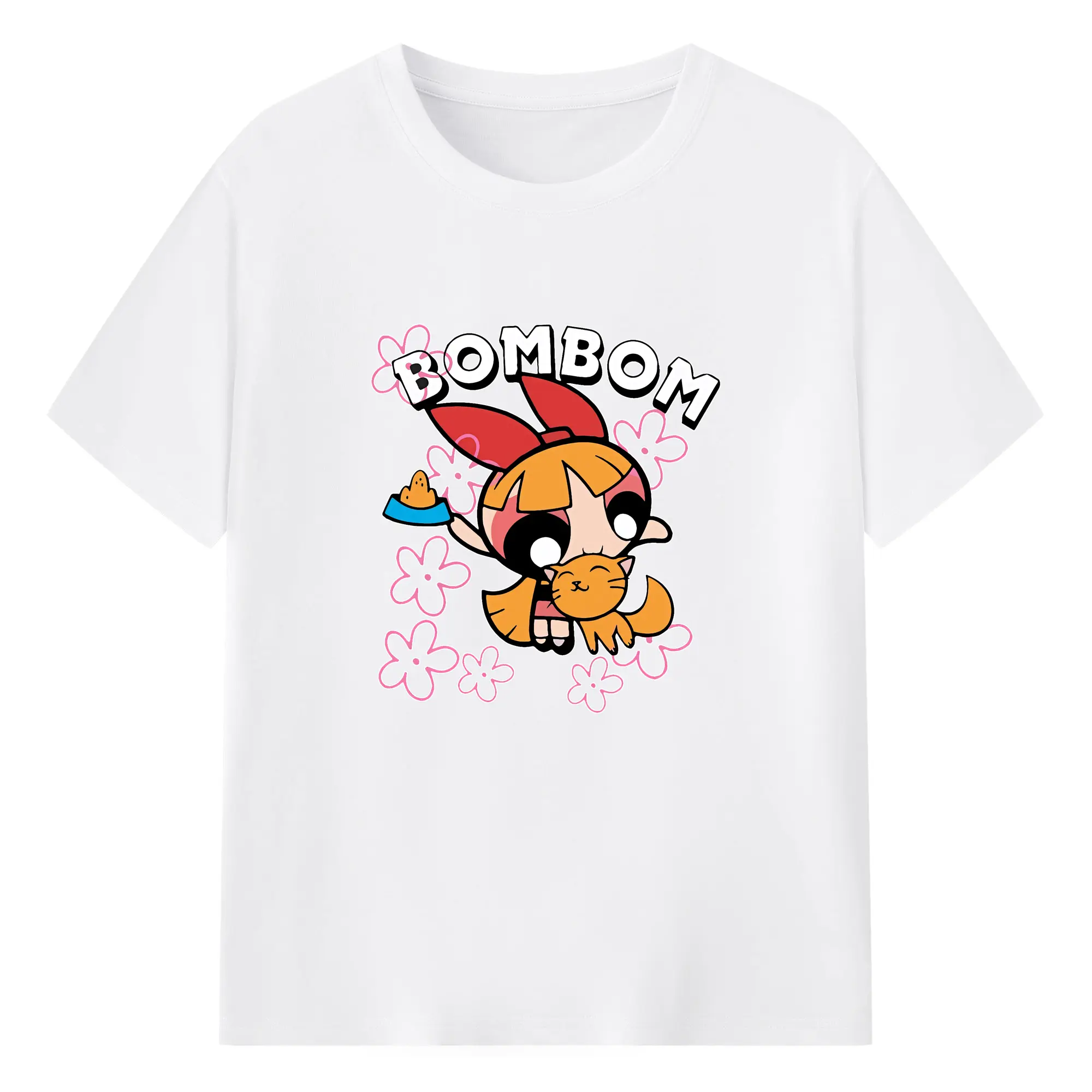 パワパフガールズ グッズ ブロッサム - 綿100％ 半袖Tシャツ ・ フロントプリント ・ 快適 通気性 ・ 日常使い 散歩 スポーツ用
