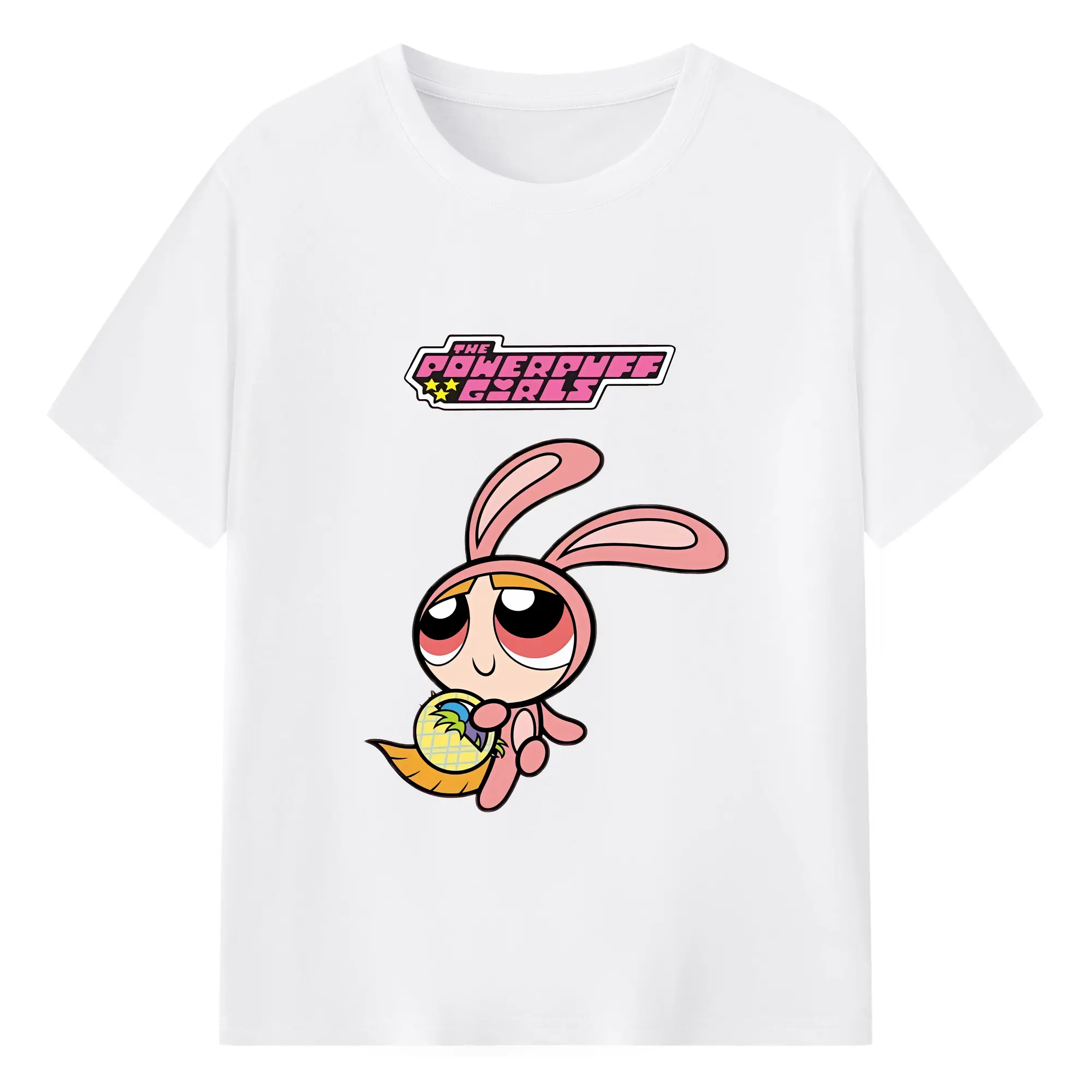 パワパフガールズ グッズ ブロッサム - 綿100％ 半袖Tシャツ ・ フロントプリント ・ 快適 通気性 ・ 日常使い 散歩 スポーツ用