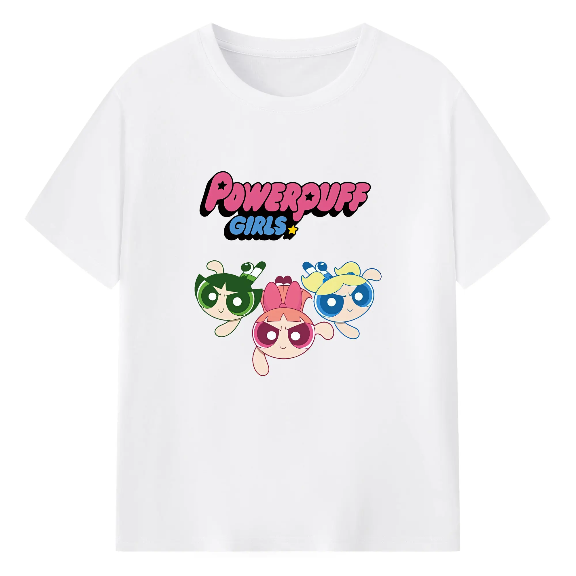 パワパフガールズ グッズ ブロッサム - 綿100％ 半袖Tシャツ ・ フロントプリント ・ 快適 通気性 ・ 日常使い 散歩 スポーツ用