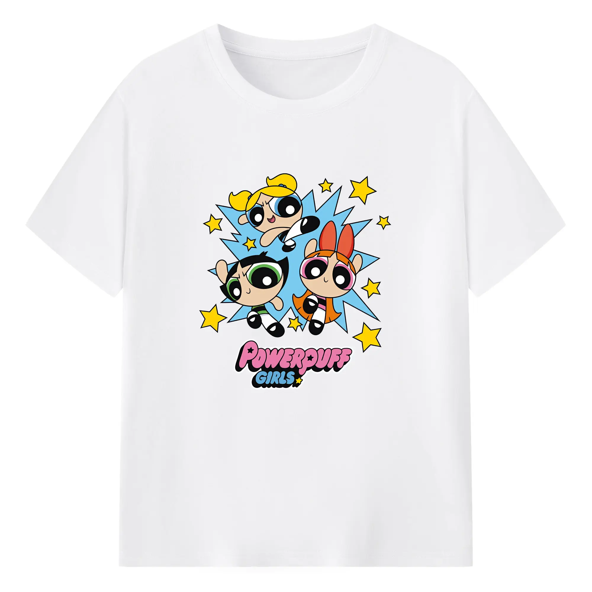 パワパフガールズ グッズ ブロッサム - 綿100％ 半袖Tシャツ ・ フロントプリント ・ 快適 通気性 ・ 日常使い 散歩 スポーツ用