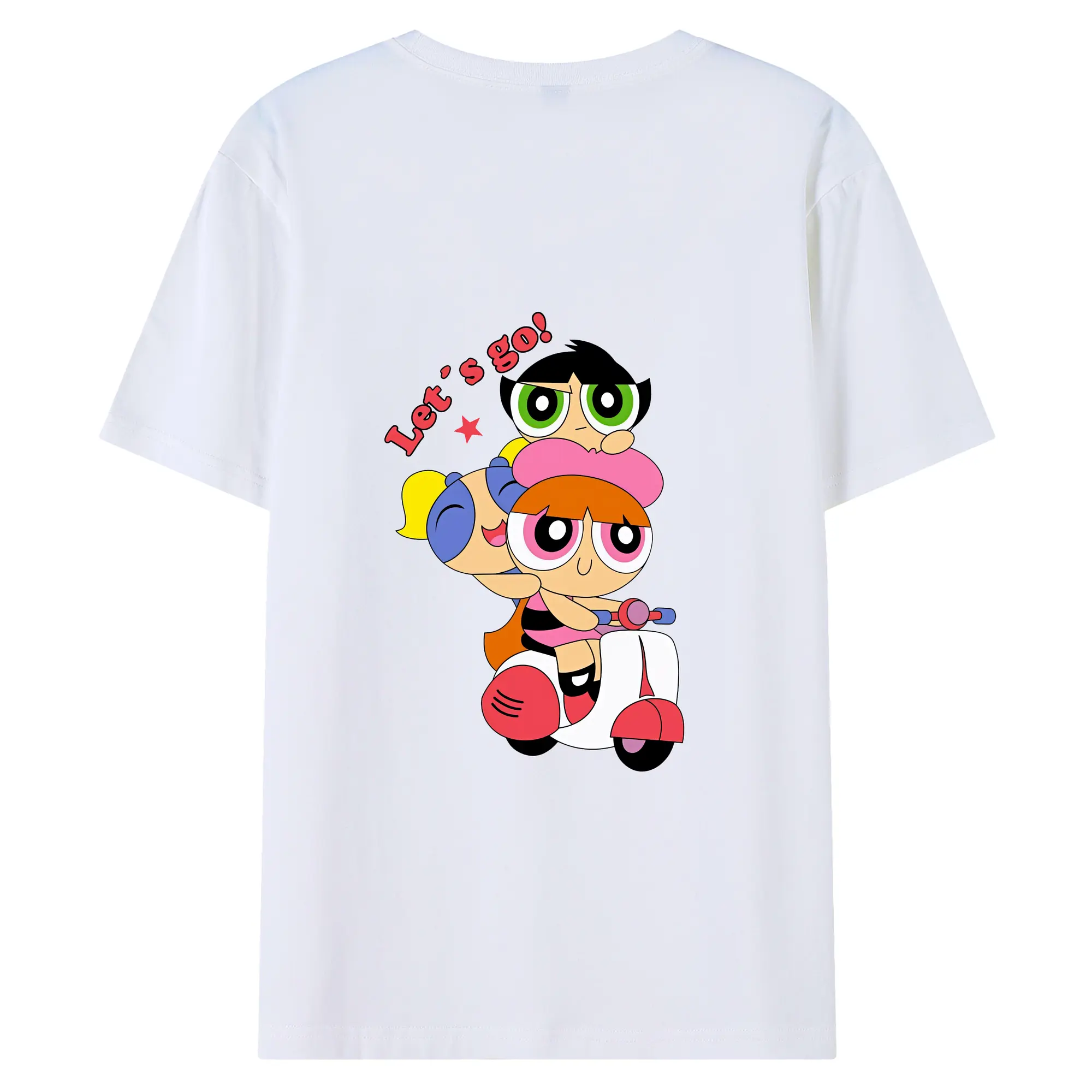 パワパフガールズ グッズ ブロッサム - 綿100％ 半袖Tシャツ ・ バックプリント ・ 快適 通気性 ・ 日常使い 散歩 スポーツ用