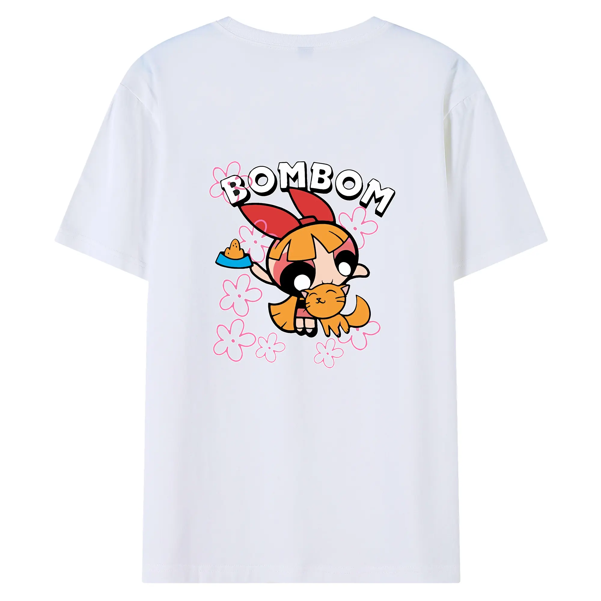 パワパフガールズ グッズ ブロッサム - 綿100％ 半袖Tシャツ ・ バックプリント ・ 快適 通気性 ・ 日常使い 散歩 スポーツ用