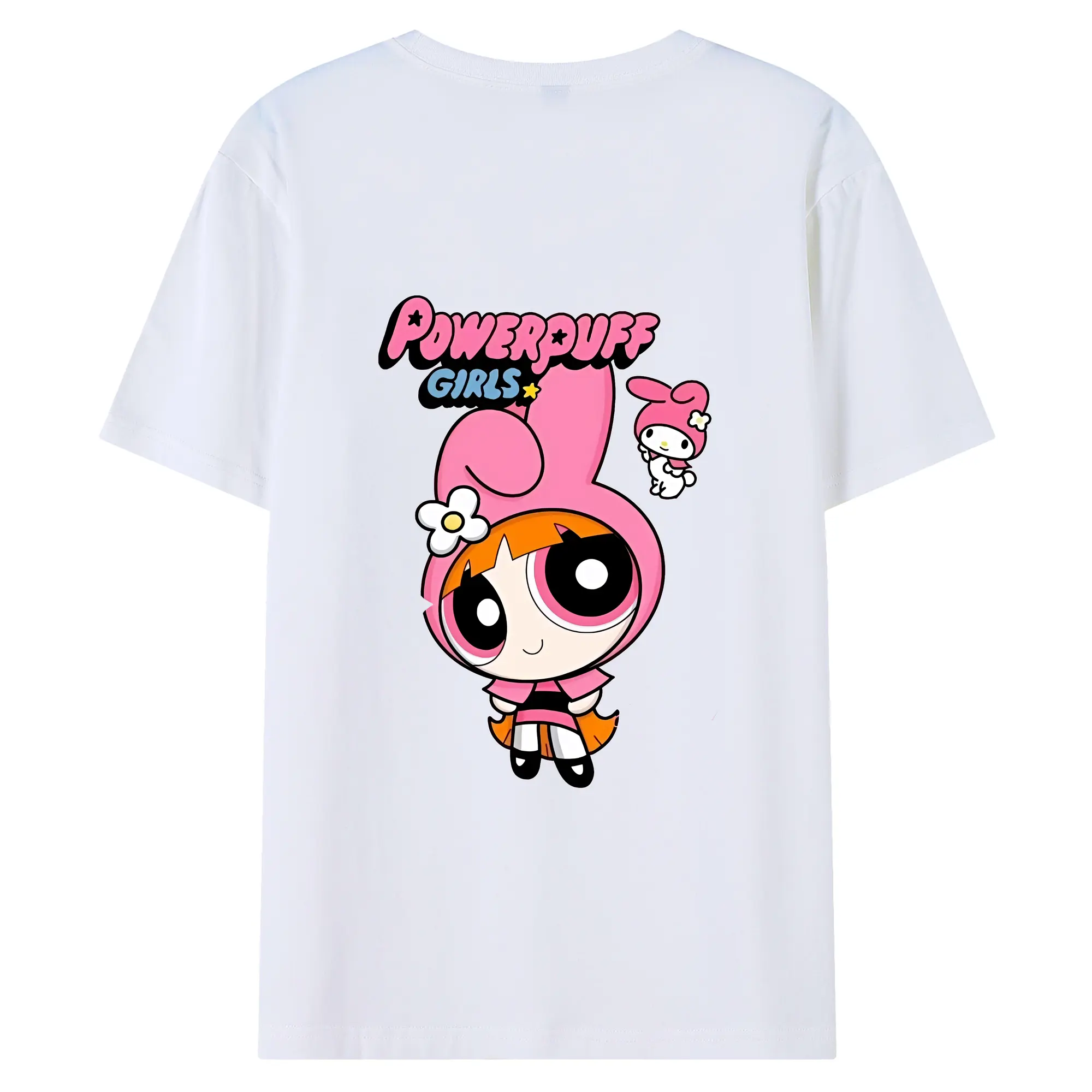 パワパフガールズ グッズ ブロッサム - 綿100％ 半袖Tシャツ ・ バックプリント ・ 快適 通気性 ・ 日常使い 散歩 スポーツ用