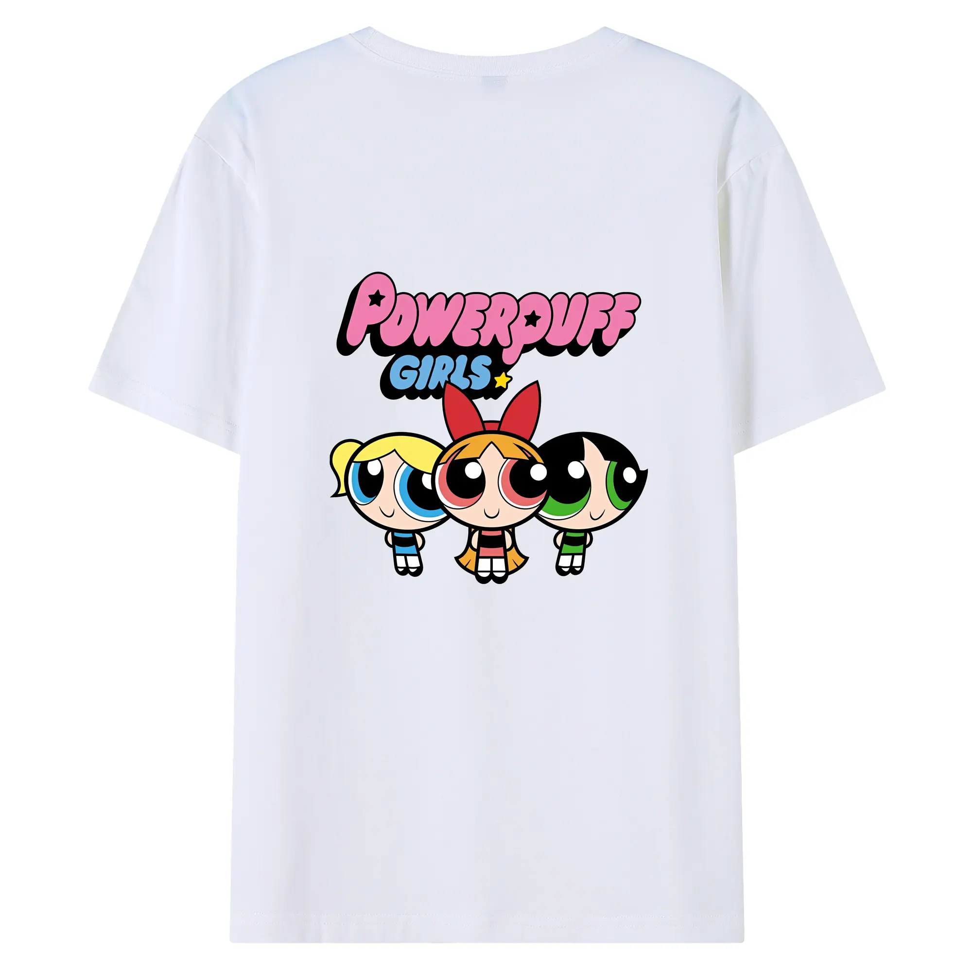 パワパフガールズ グッズ ブロッサム - 綿100％ 半袖Tシャツ ・ バックプリント ・ 快適 通気性 ・ 日常使い 散歩 スポーツ用