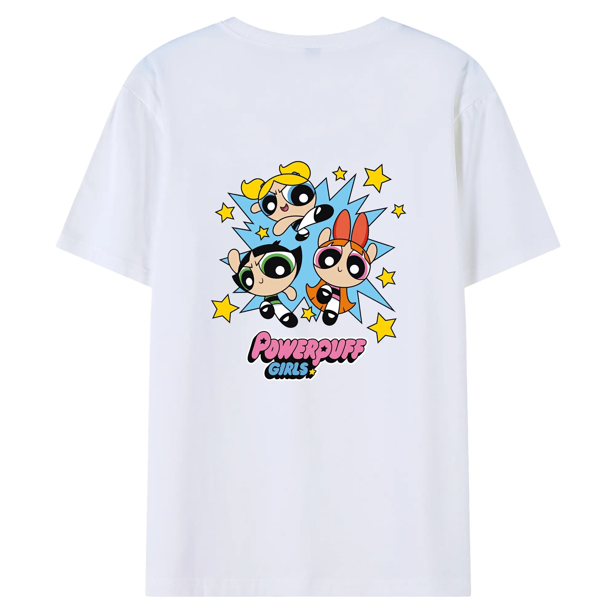 パワパフガールズ グッズ ブロッサム - 綿100％ 半袖Tシャツ ・ バックプリント ・ 快適 通気性 ・ 日常使い 散歩 スポーツ用