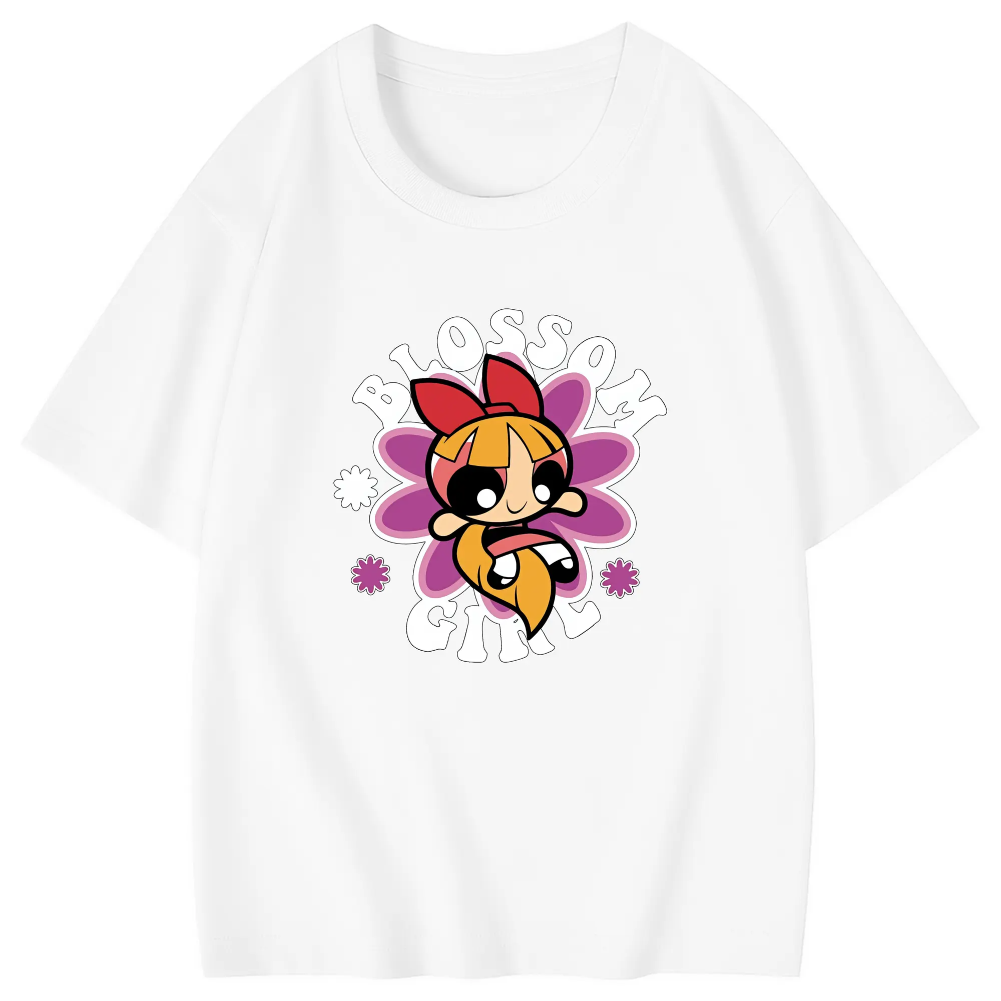 パワパフガールズ グッズ ブロッサム - 綿100％ キッズTシャツ ・ フロントプリント ・ 快適 通気性 ・ スポーツ カジュアル 散歩用