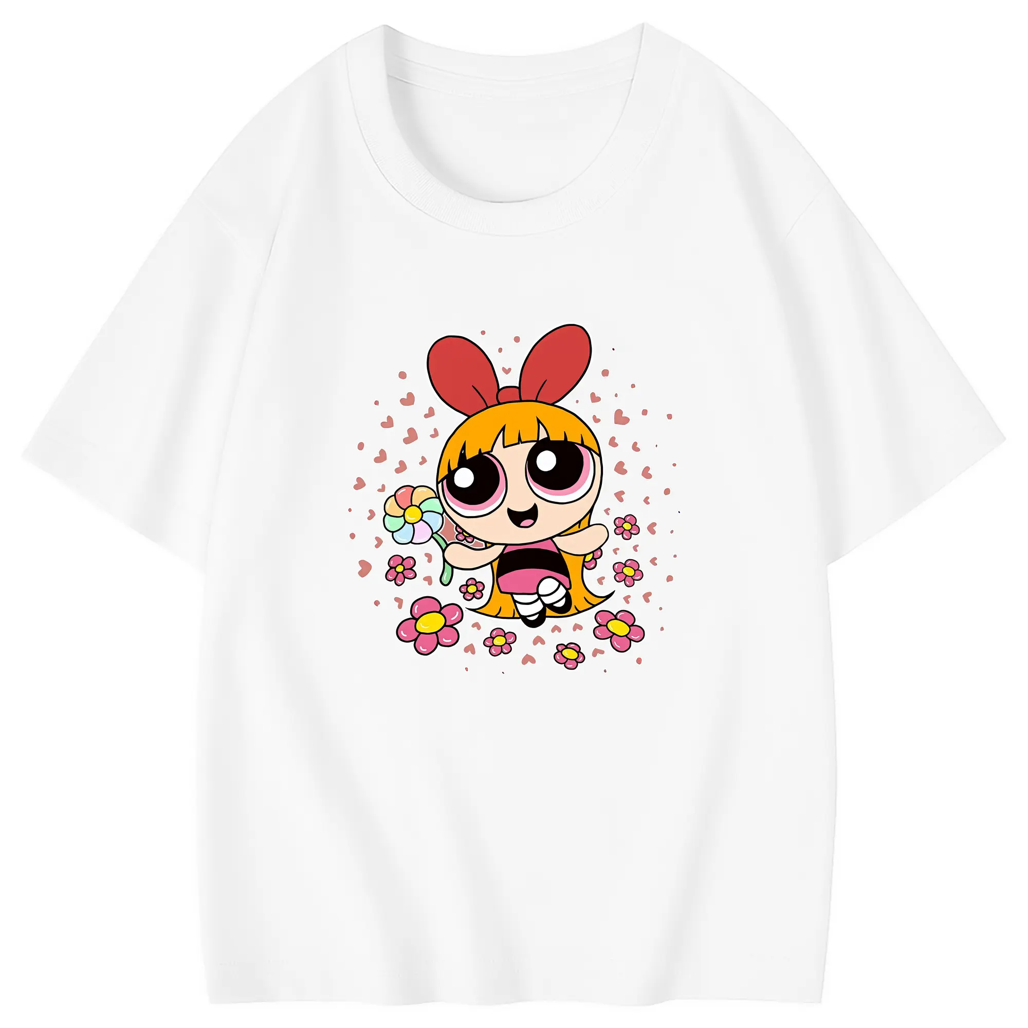 パワパフガールズ グッズ ブロッサム - 綿100％ キッズTシャツ ・ フロントプリント ・ 快適 通気性 ・ スポーツ カジュアル 散歩用