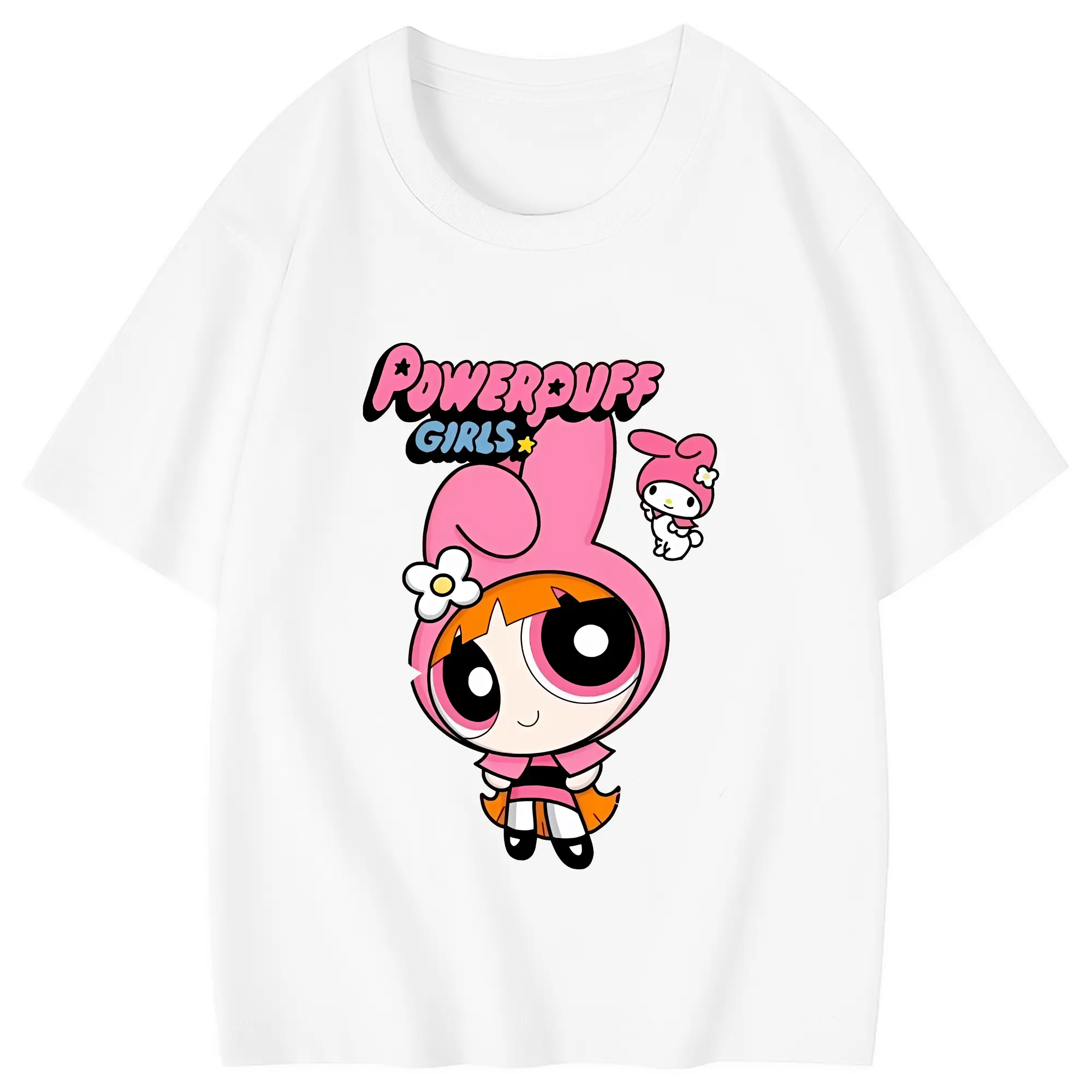 パワパフガールズ グッズ ブロッサム - 綿100％ キッズTシャツ ・ フロントプリント ・ 快適 通気性 ・ スポーツ カジュアル 散歩用