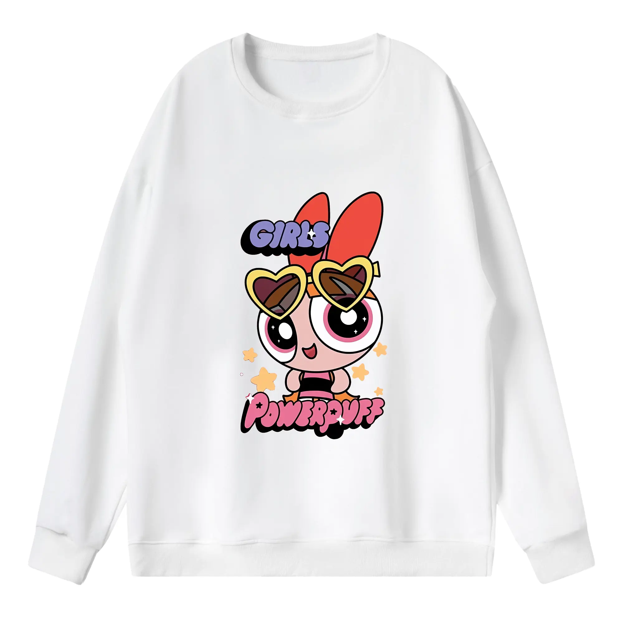 パワパフガールズ グッズ ブロッサム - 薄手 クルーネック スウェット 裏毛260g · ポリエステル 春秋向け カジュアル 男女兼用 · トレーナー デイリー スポーツ 散歩に最適