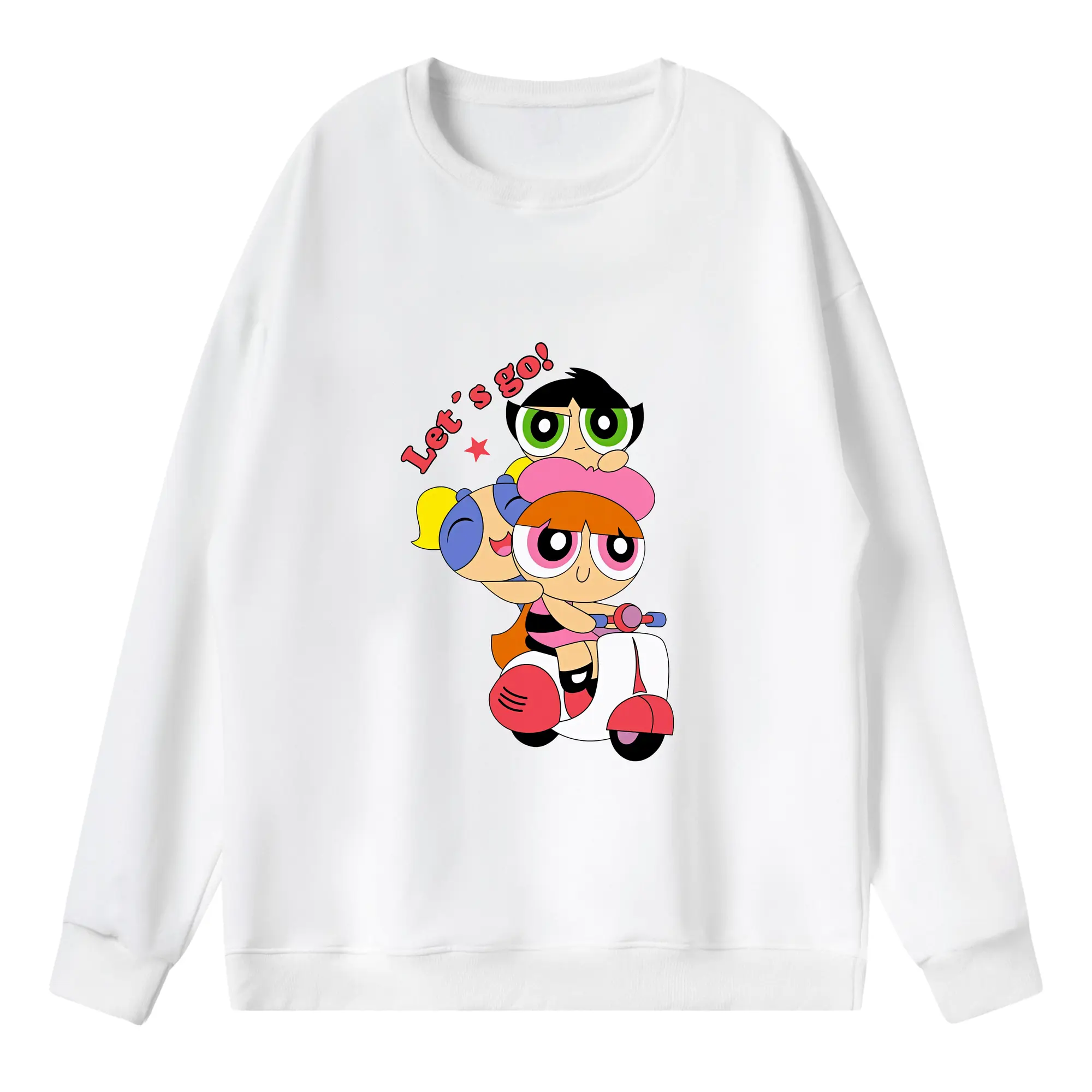 パワパフガールズ グッズ ブロッサム - 薄手 クルーネック スウェット 裏毛260g · ポリエステル 春秋向け カジュアル 男女兼用 · トレーナー デイリー スポーツ 散歩に最適