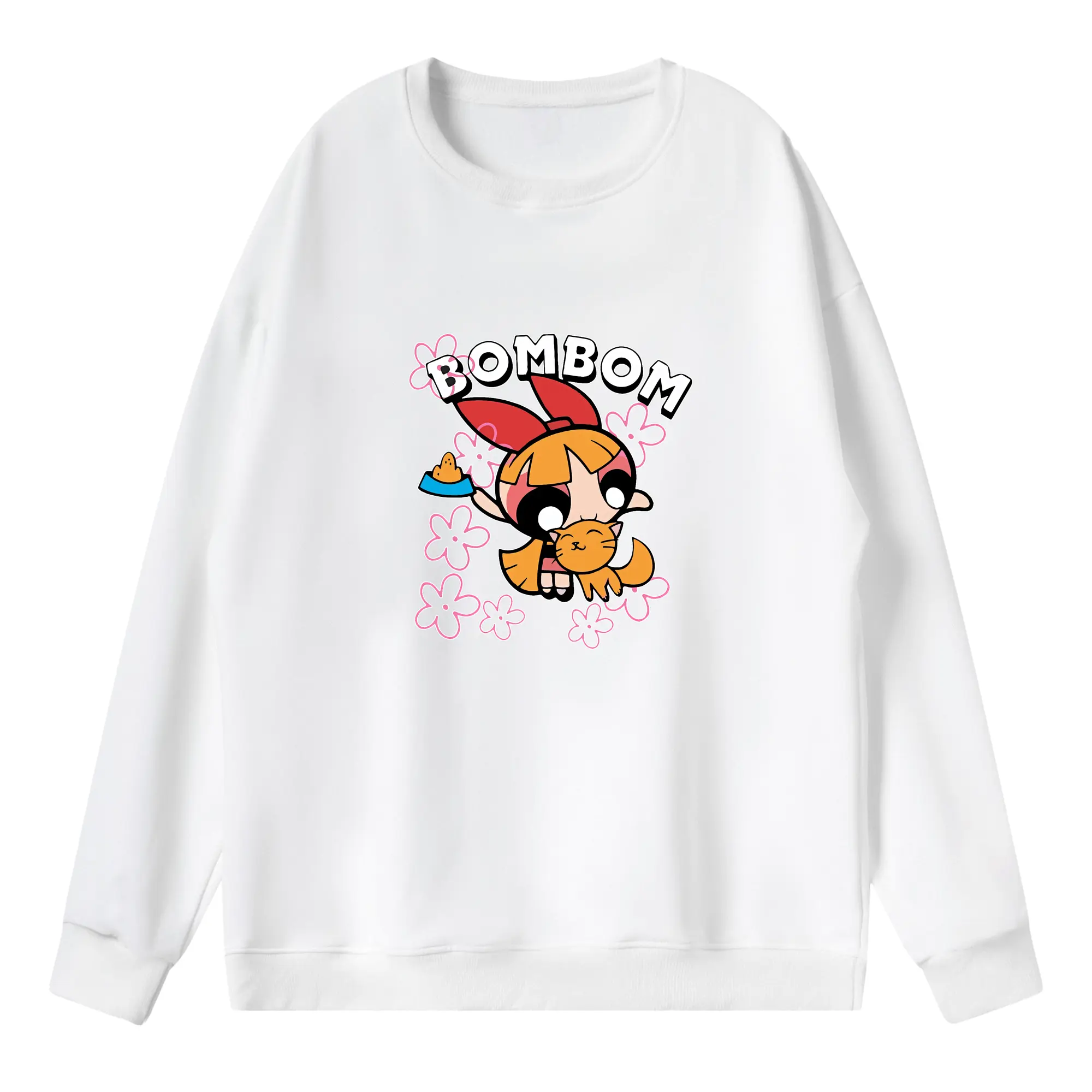 パワパフガールズ グッズ ブロッサム - 薄手 クルーネック スウェット 裏毛260g · ポリエステル 春秋向け カジュアル 男女兼用 · トレーナー デイリー スポーツ 散歩に最適