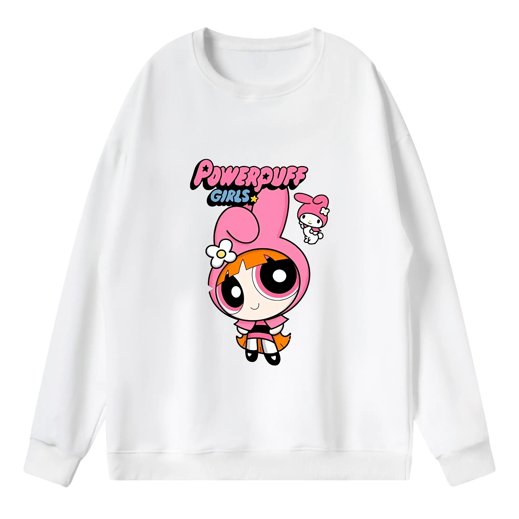パワパフガールズ グッズ ブロッサム - 薄手 クルーネック スウェット 裏毛260g · ポリエステル 春秋向け カジュアル 男女兼用 · トレーナー デイリー スポーツ 散歩に最適