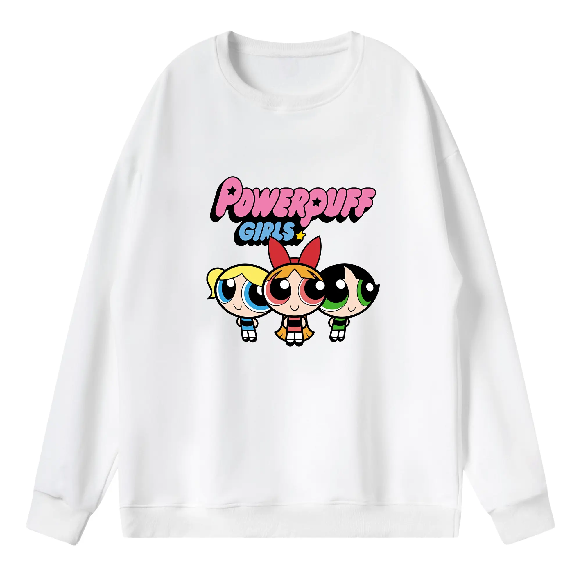 パワパフガールズ グッズ ブロッサム - 薄手 クルーネック スウェット 裏毛260g · ポリエステル 春秋向け カジュアル 男女兼用 · トレーナー デイリー スポーツ 散歩に最適